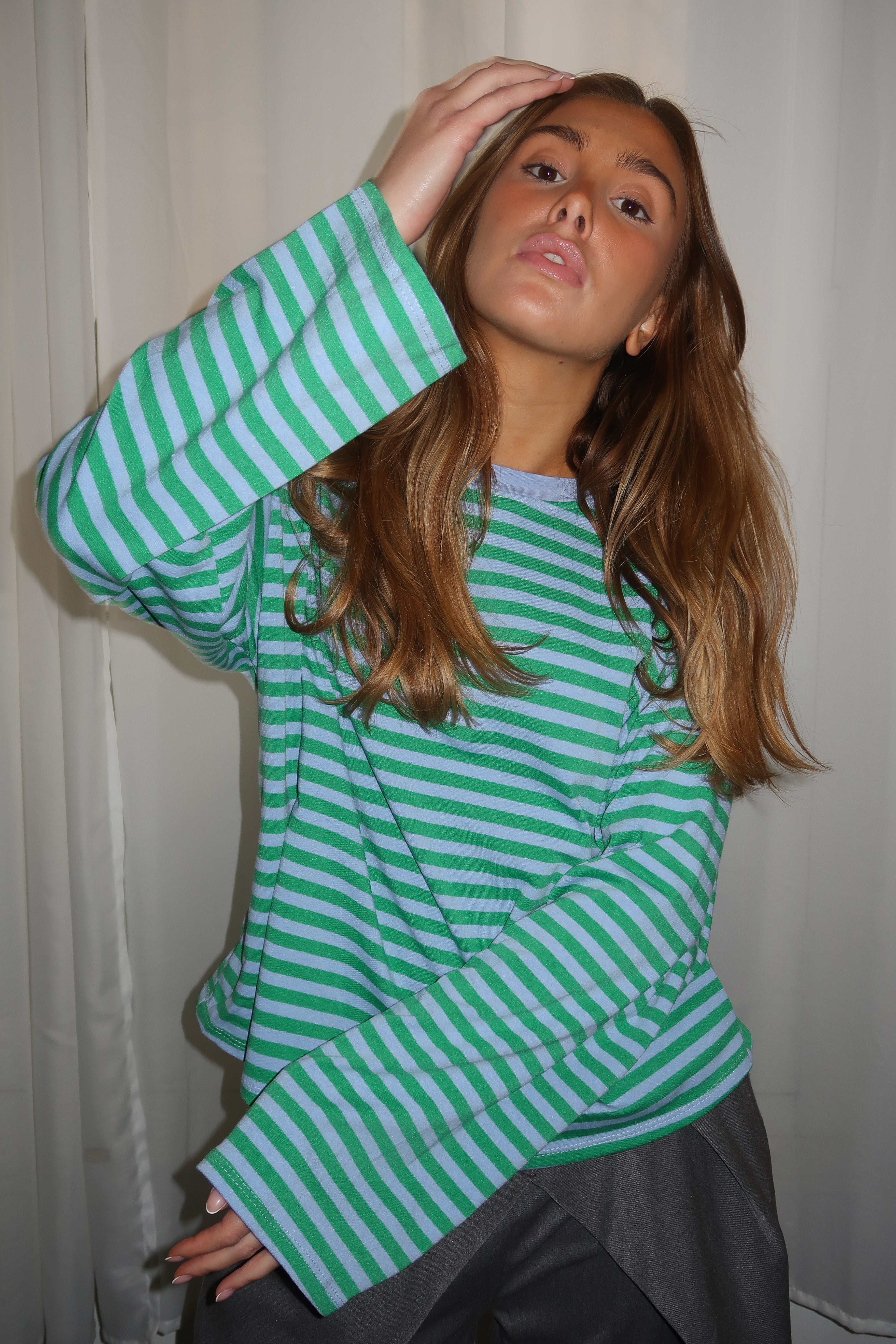 Océane green and light blue t-shirt