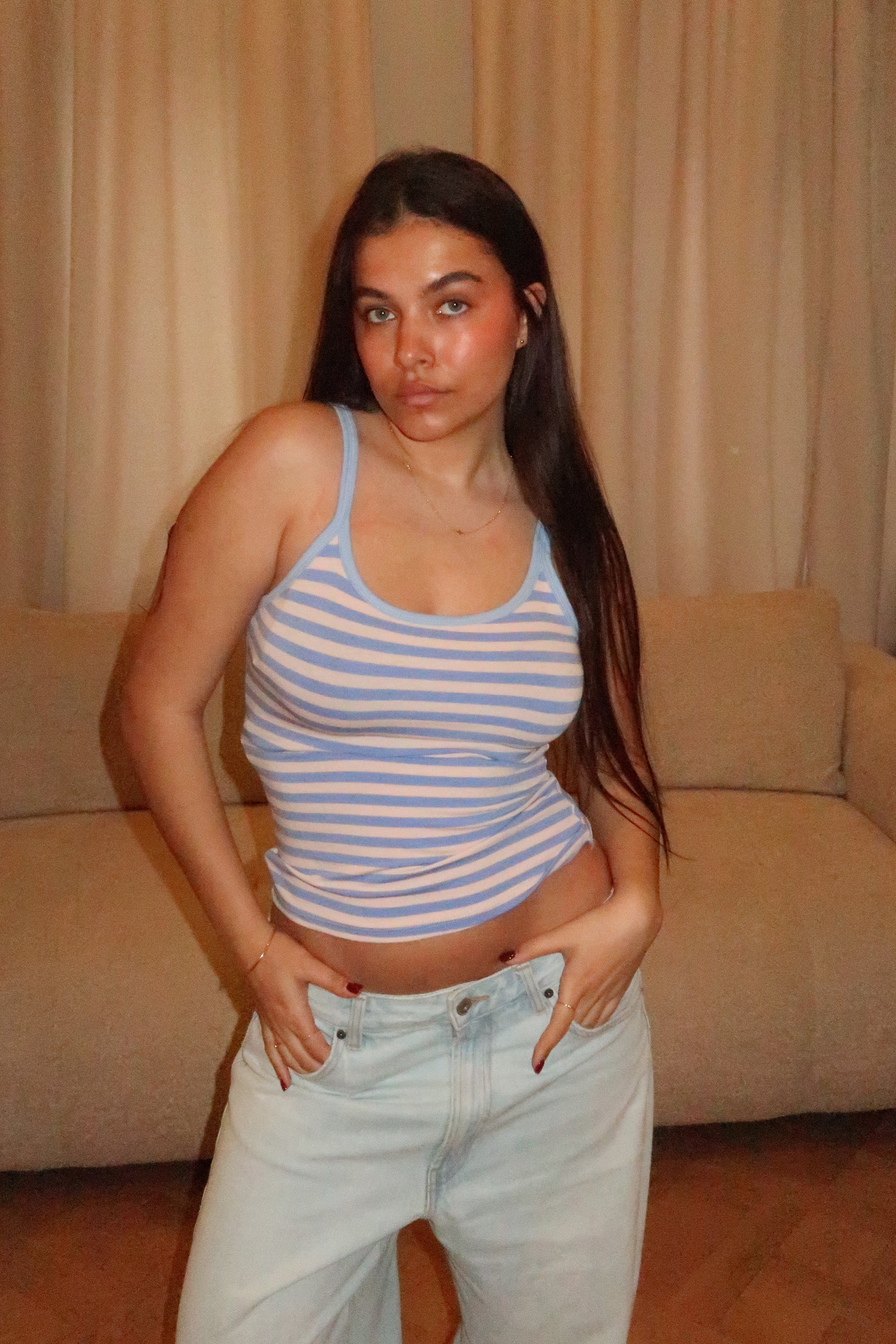 Robyn blue and pink tank top