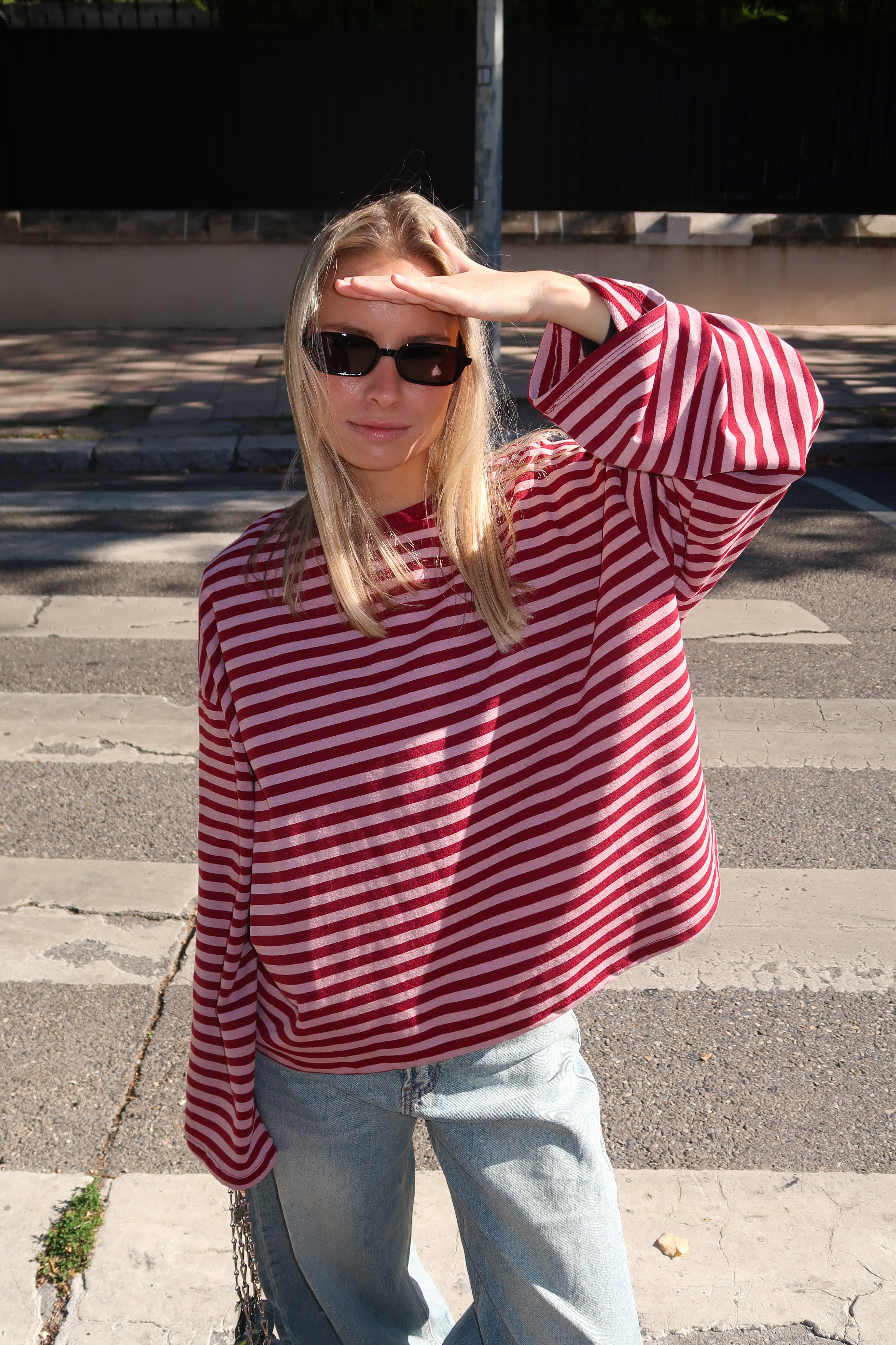 Tee-shirt Océane bordeaux et rose