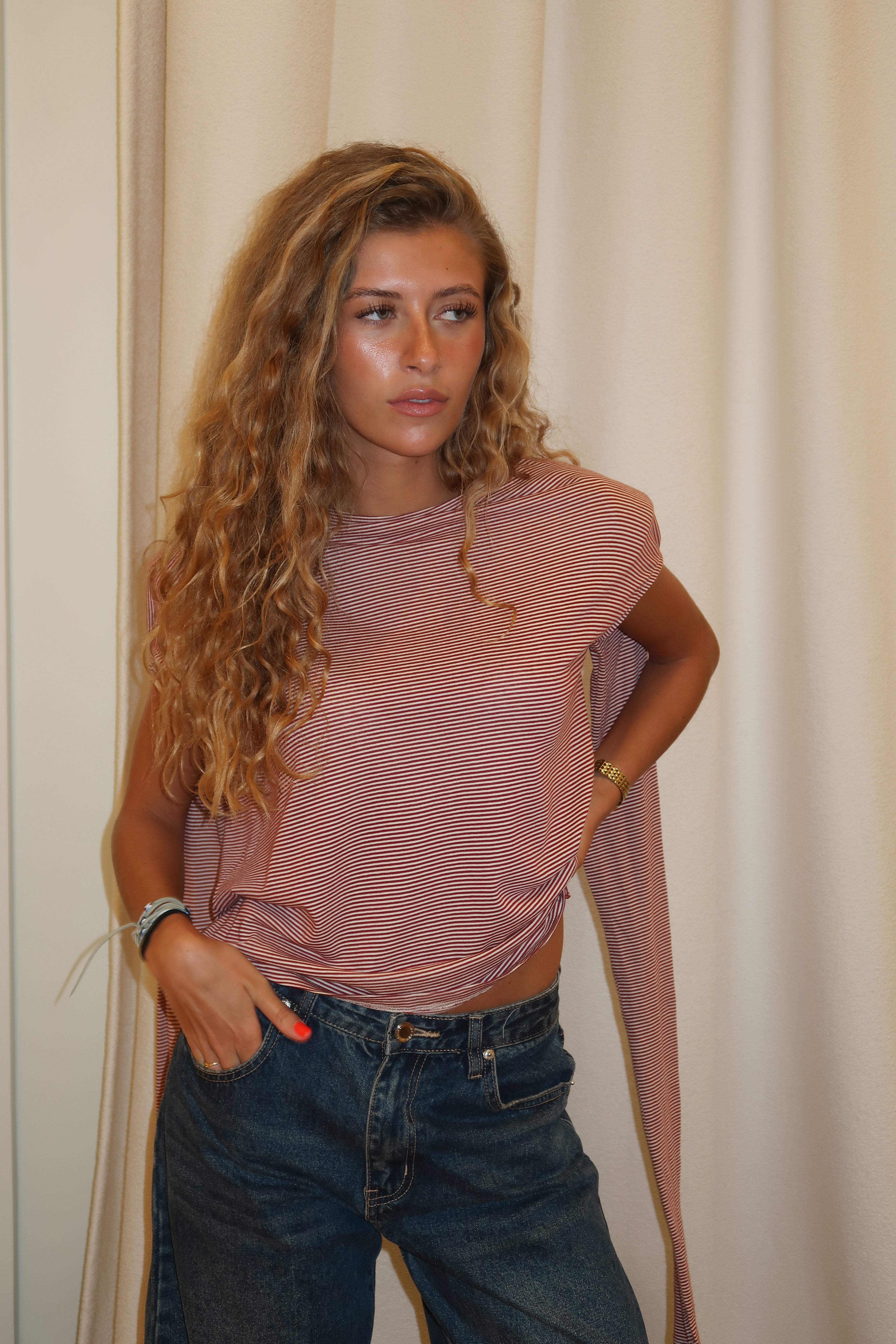 T-shirt Giulia bordeaux en crème