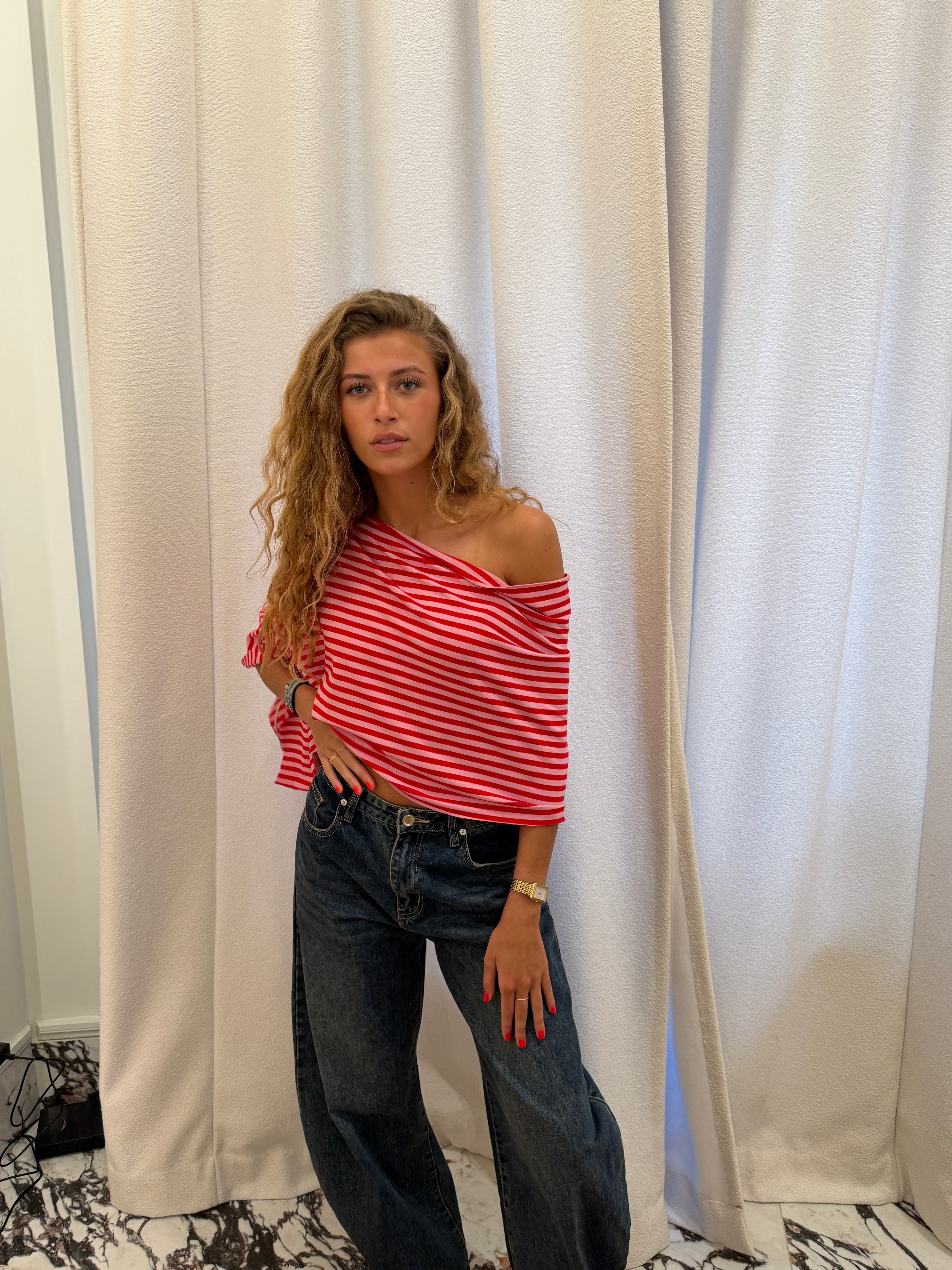 Haut Annick bordeaux et rose