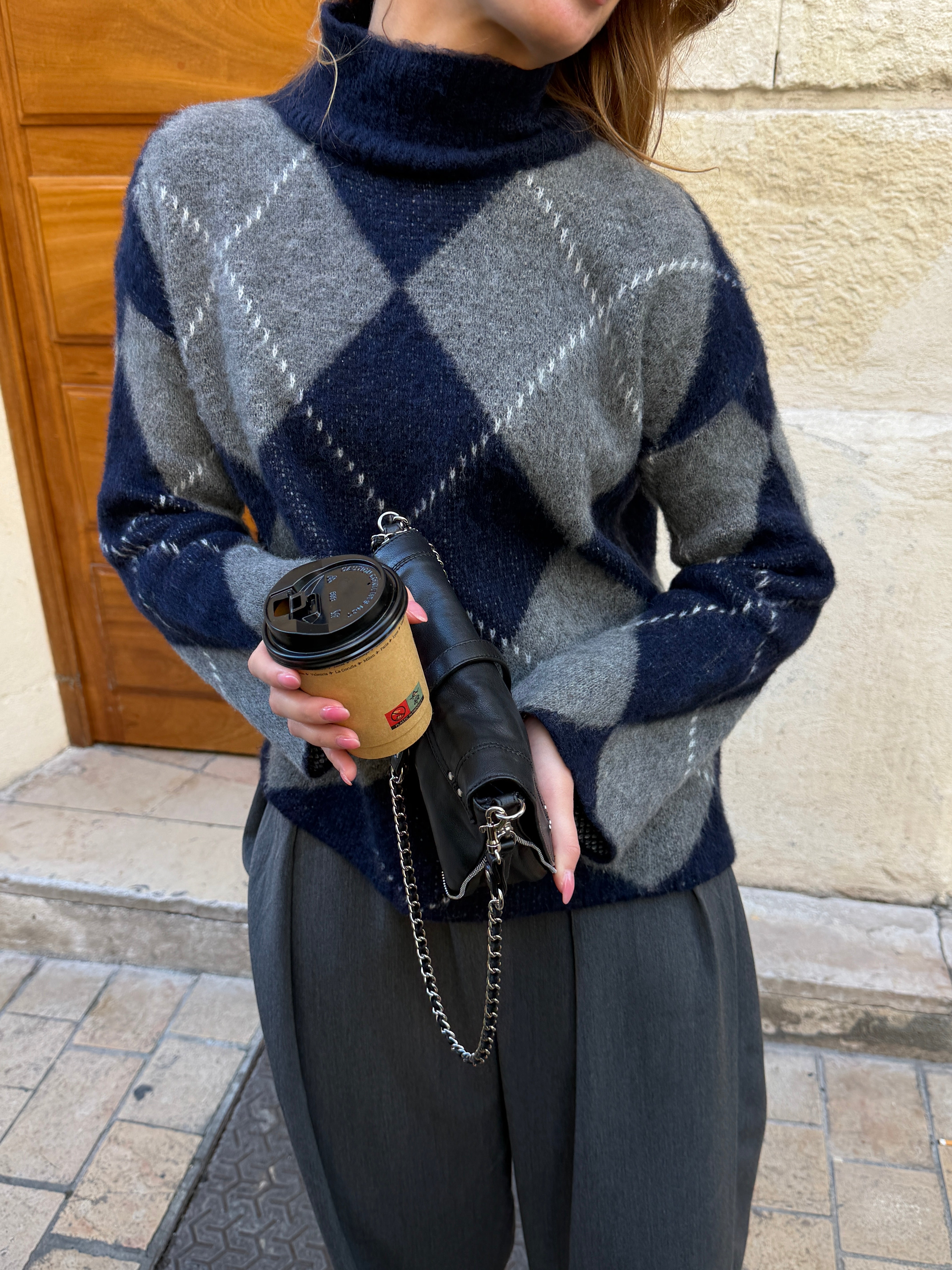 Candice marineblauer und grauer Pullover