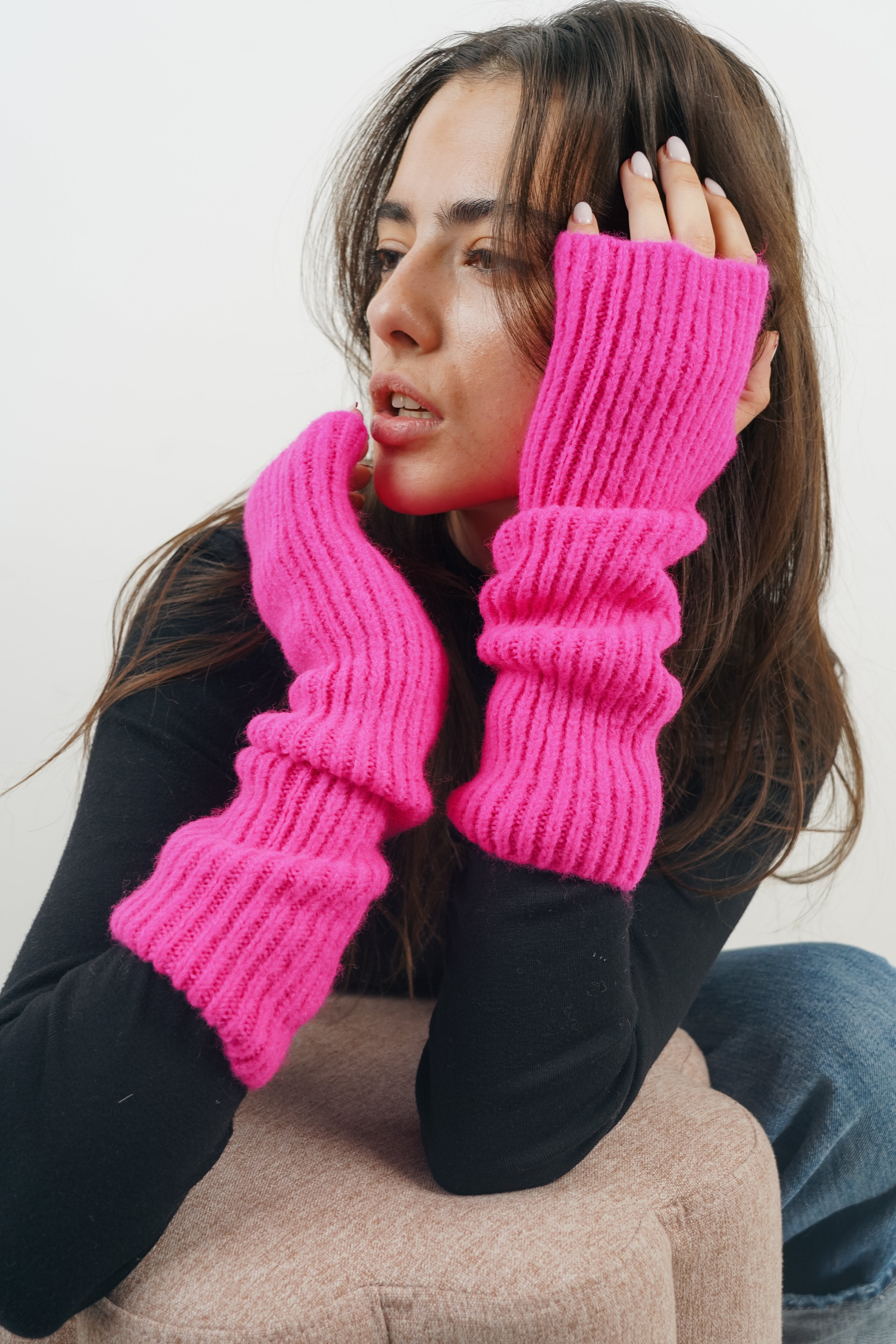 Guanti senza dita Masha rosa fucsia