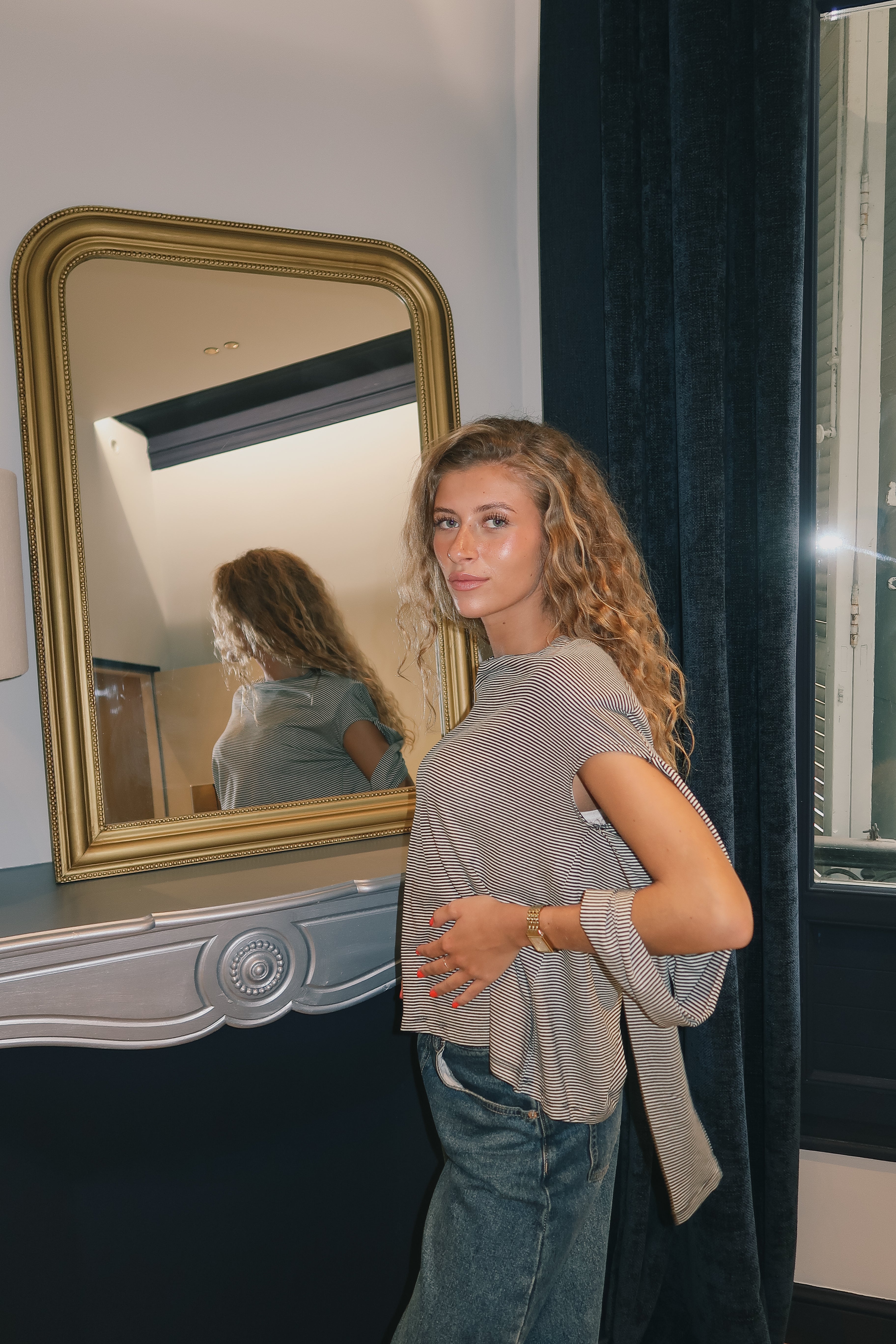 T-shirt Giulia zwart en crème