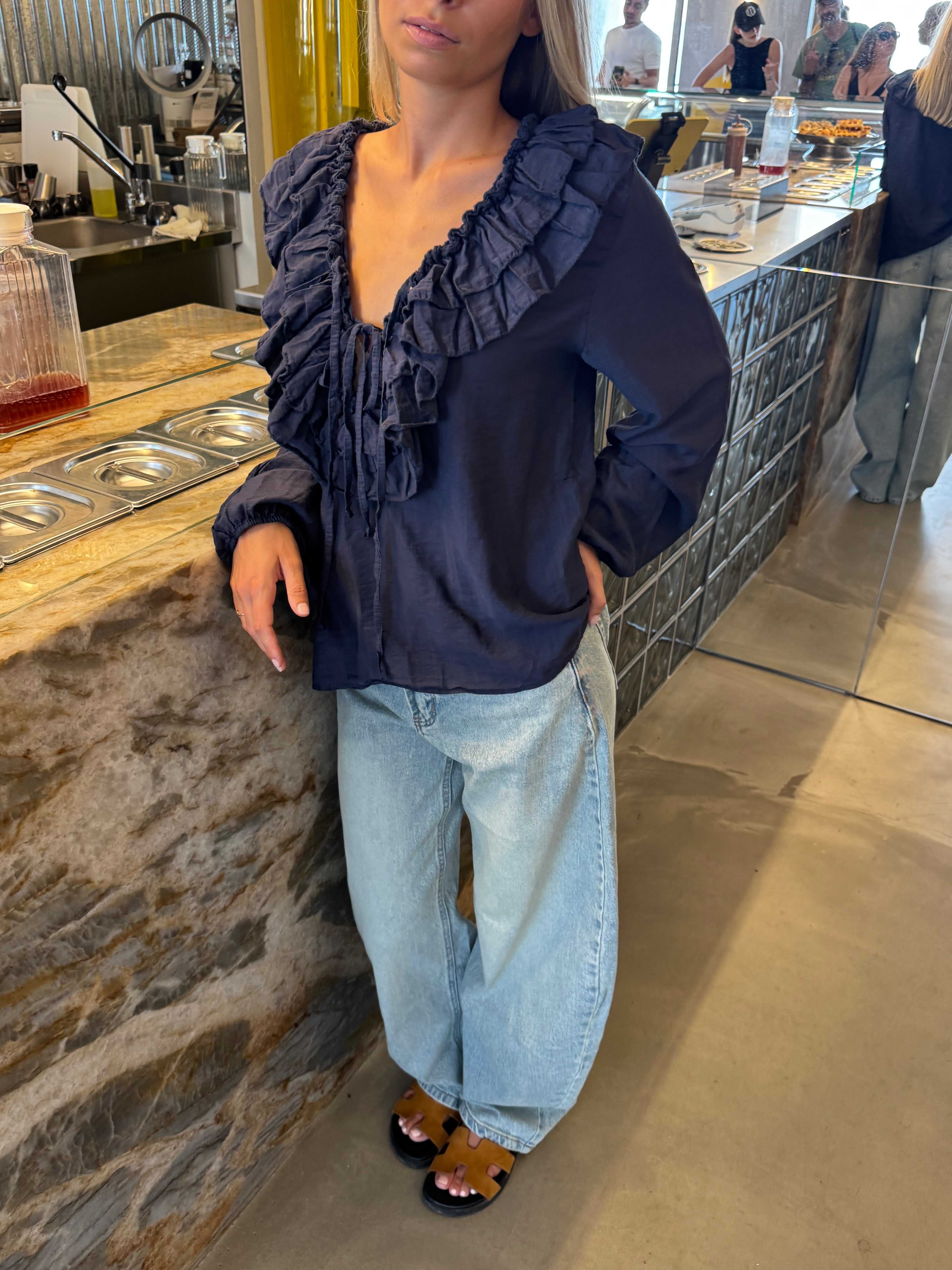 Elsa navy blue blouse