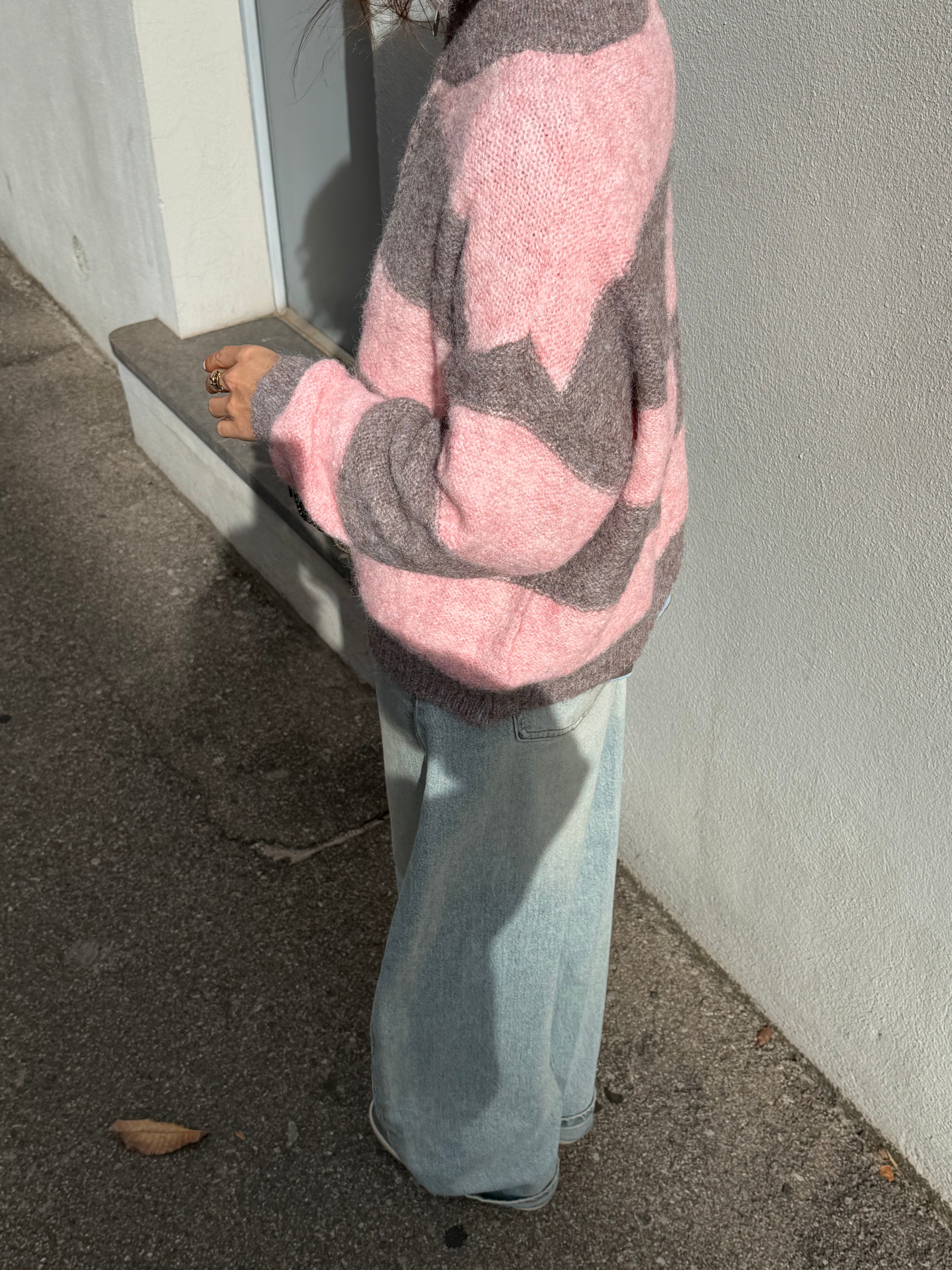 Gilet Gracie rose et gris