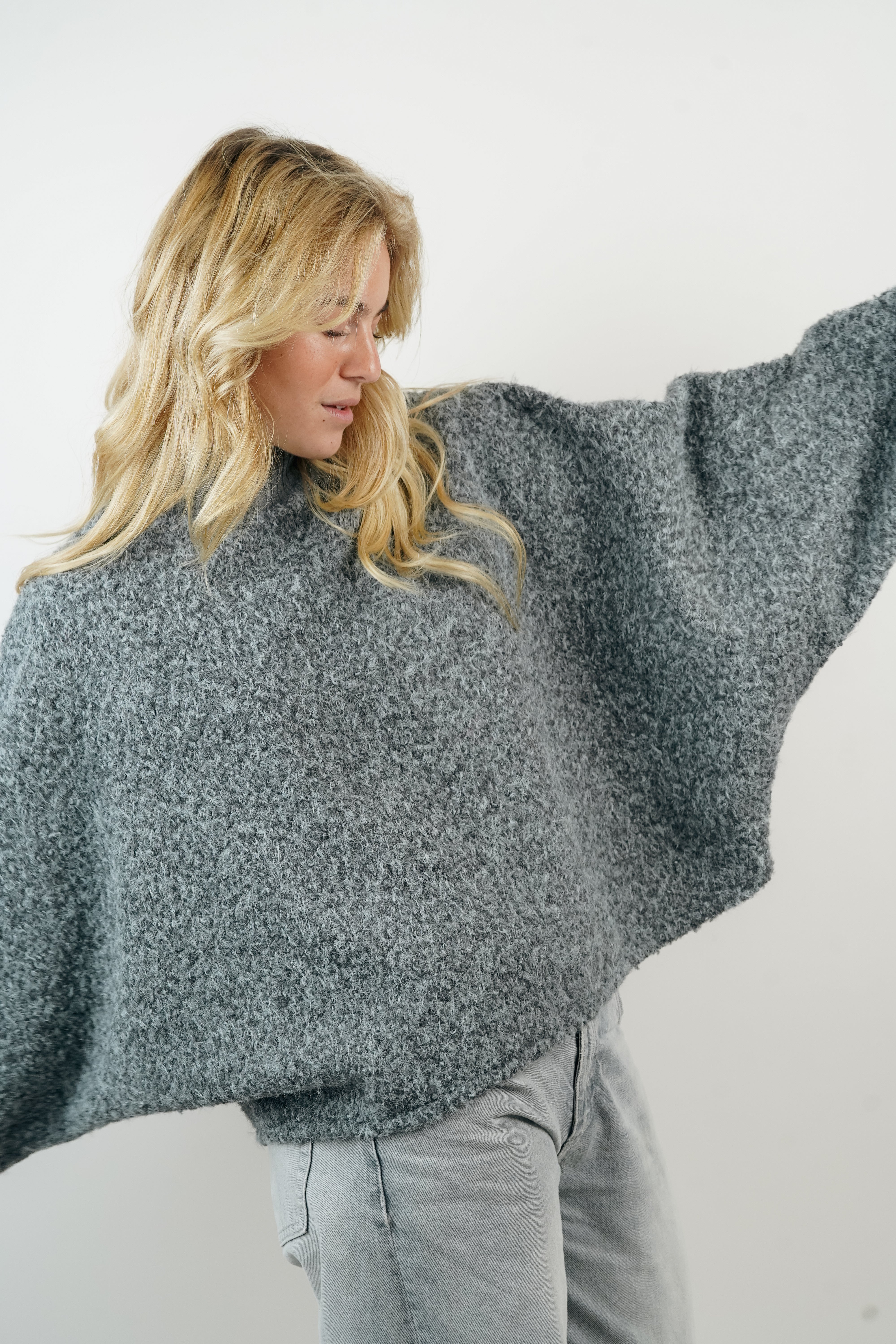 Pull-cape Milena gris chiné