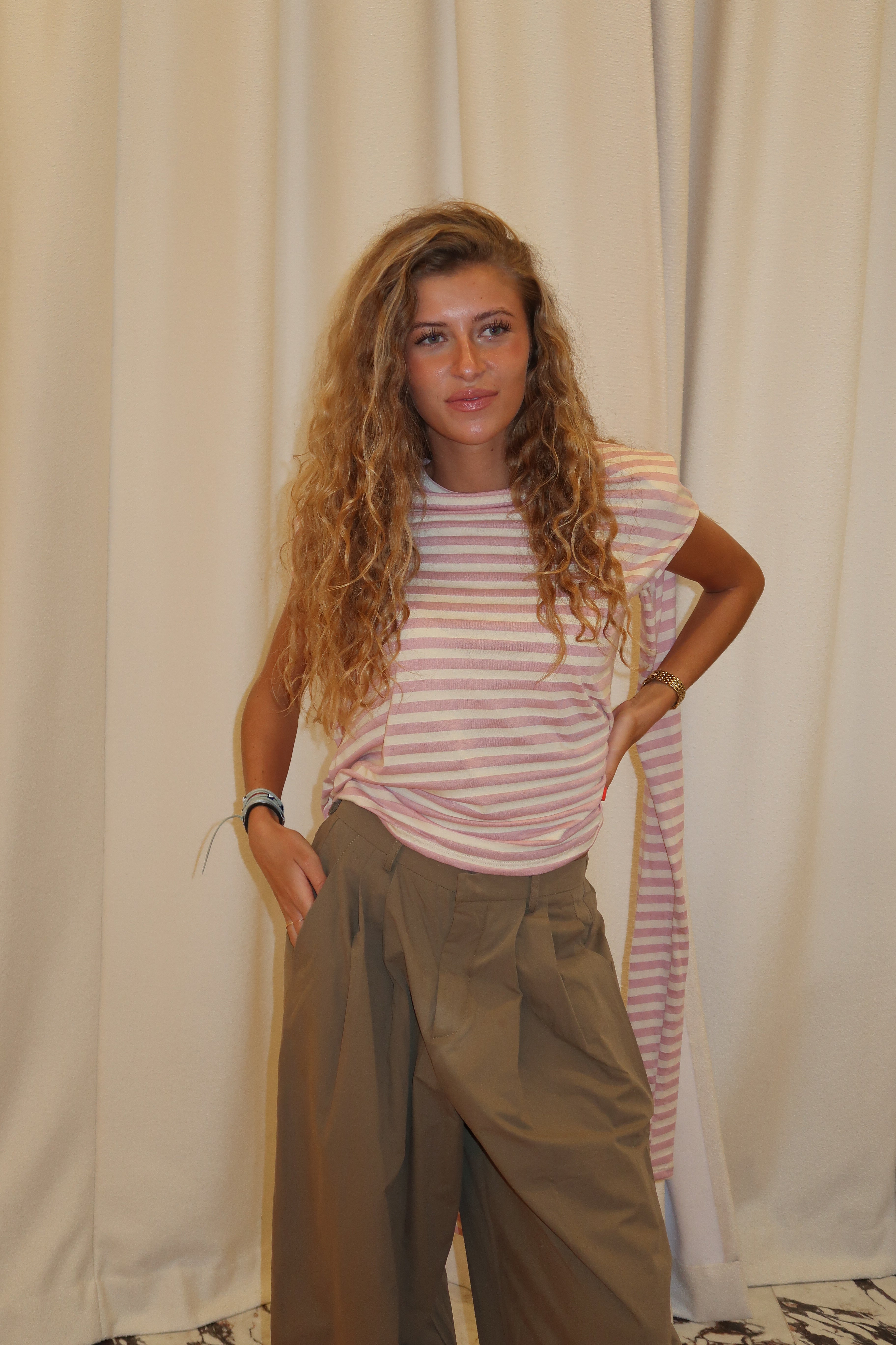 T-Shirt Giulia beige und blassrosa