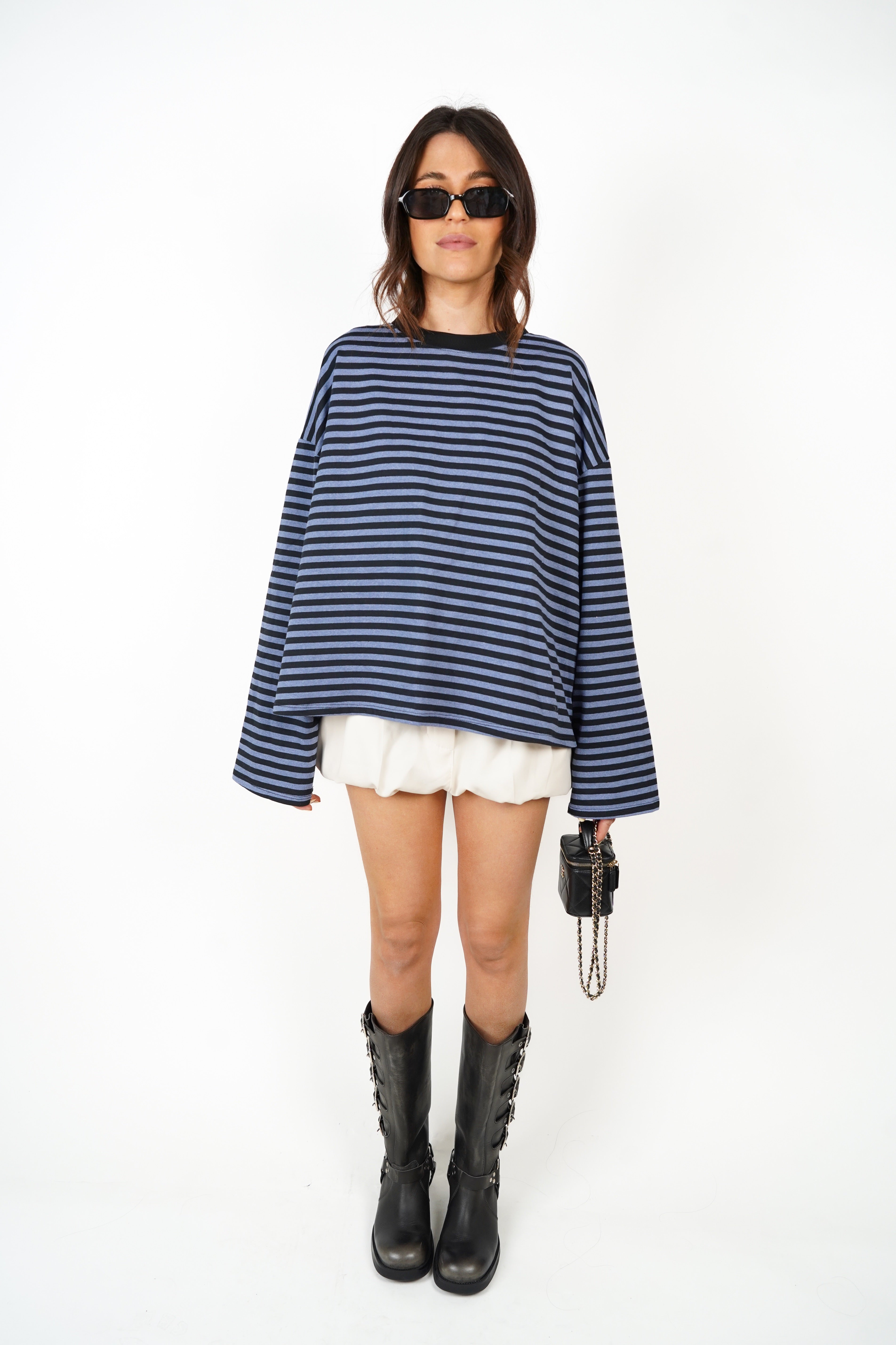 T-shirt Océane blågrå og sort