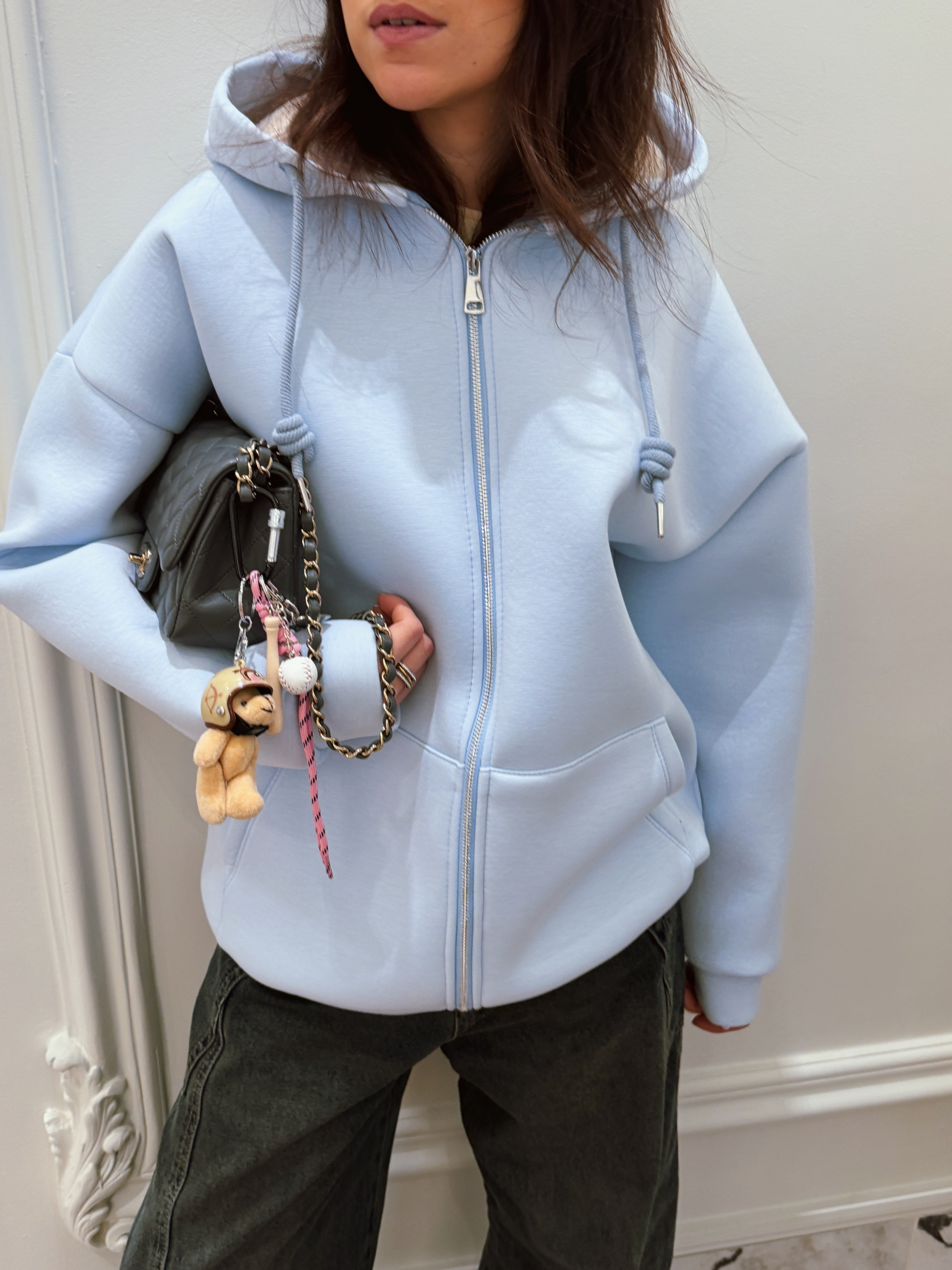 Sweat zippé Ellie bleu ciel