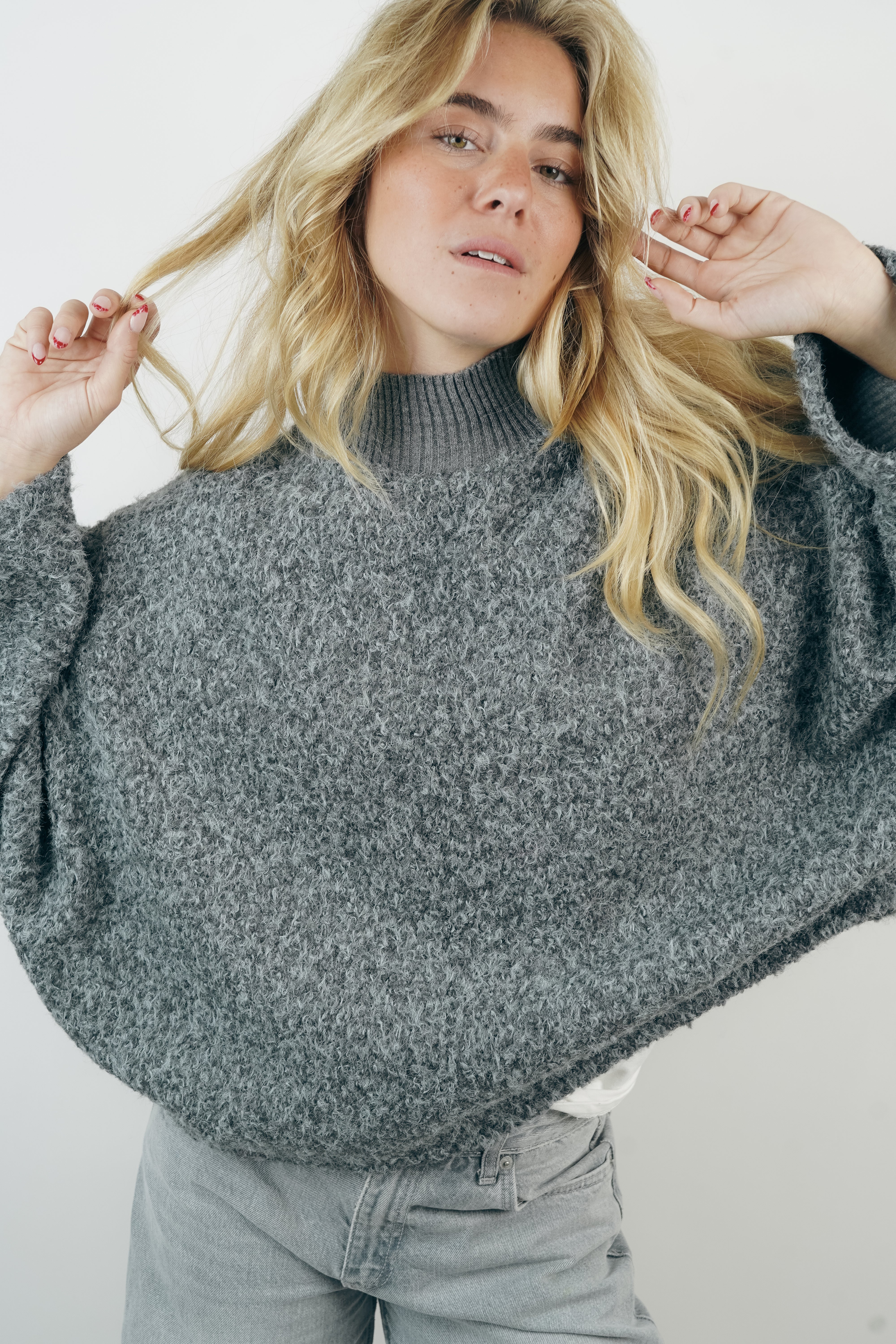 Pull-cape Milena gris chiné