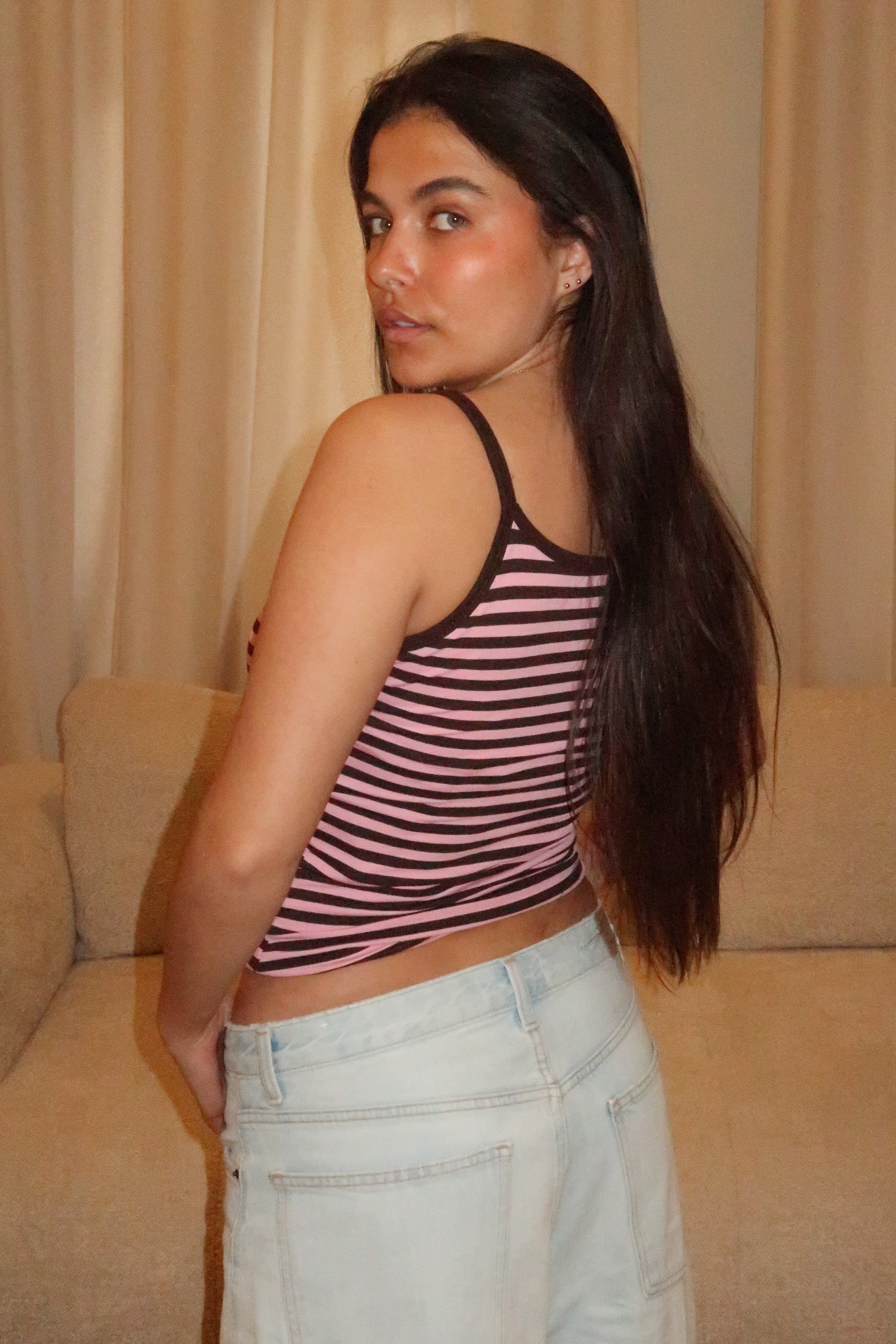 Robyn pink and brown tank top