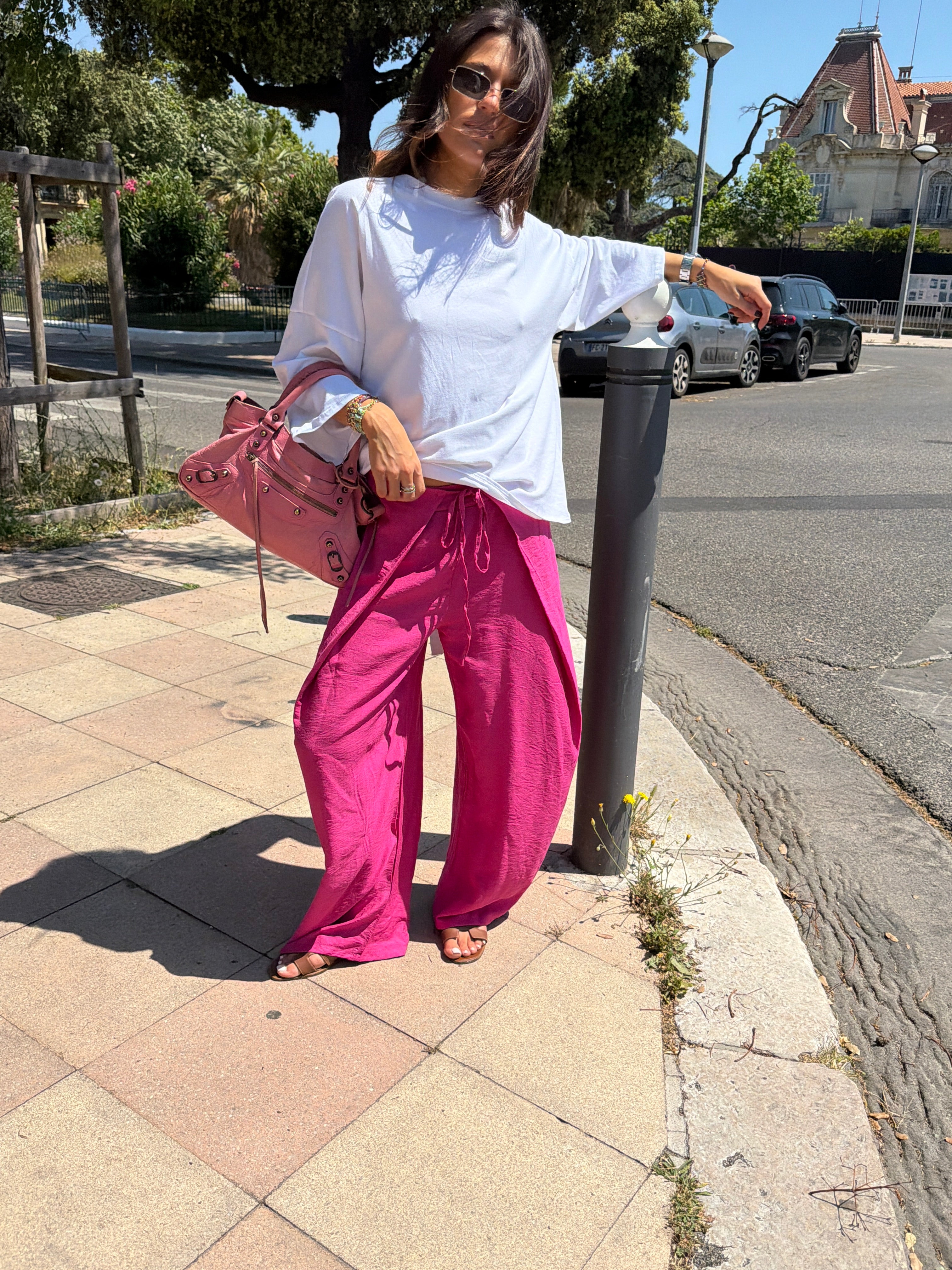 Delphine bukser i fuchsia pink
