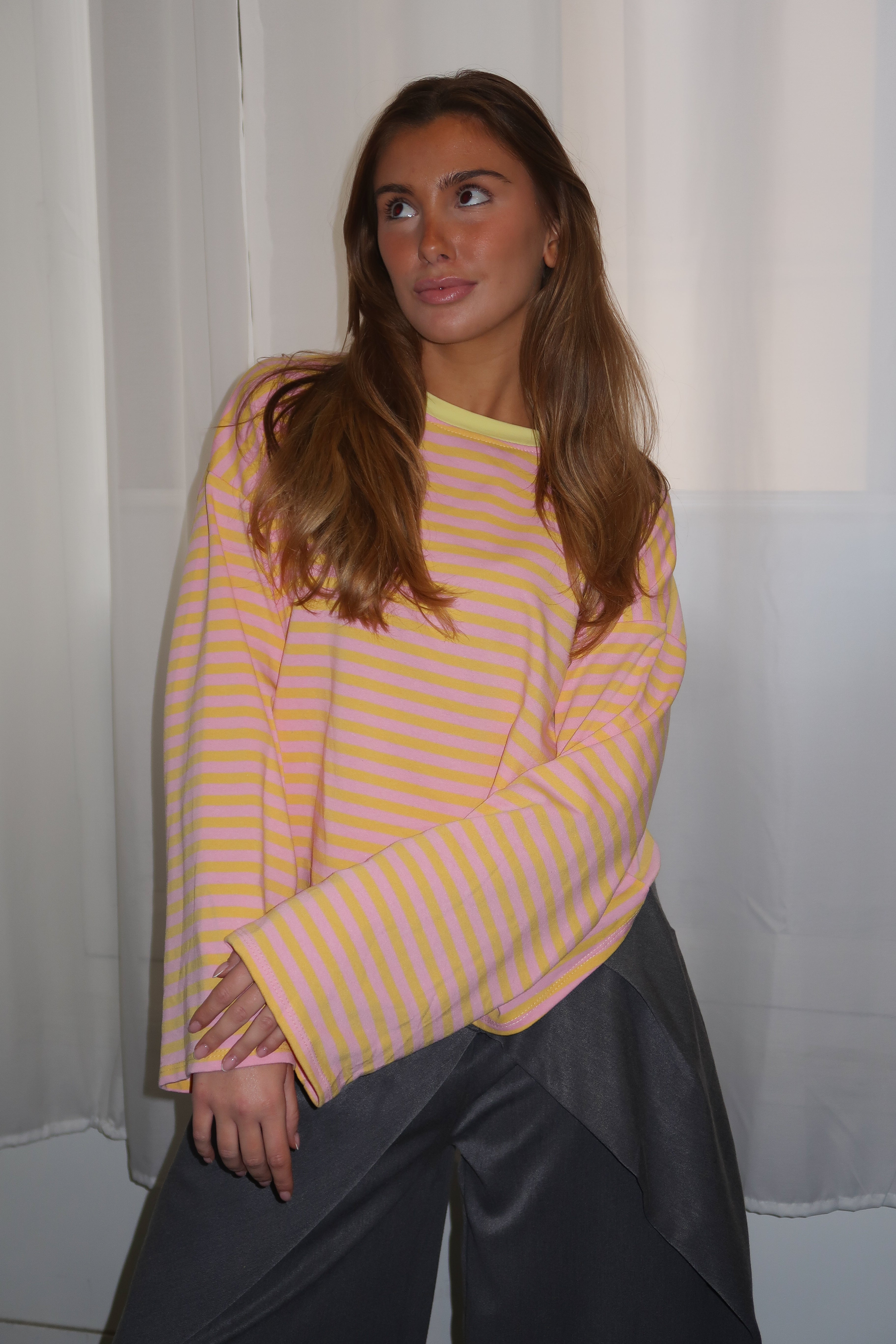 T-shirt Océane lyserød og gul