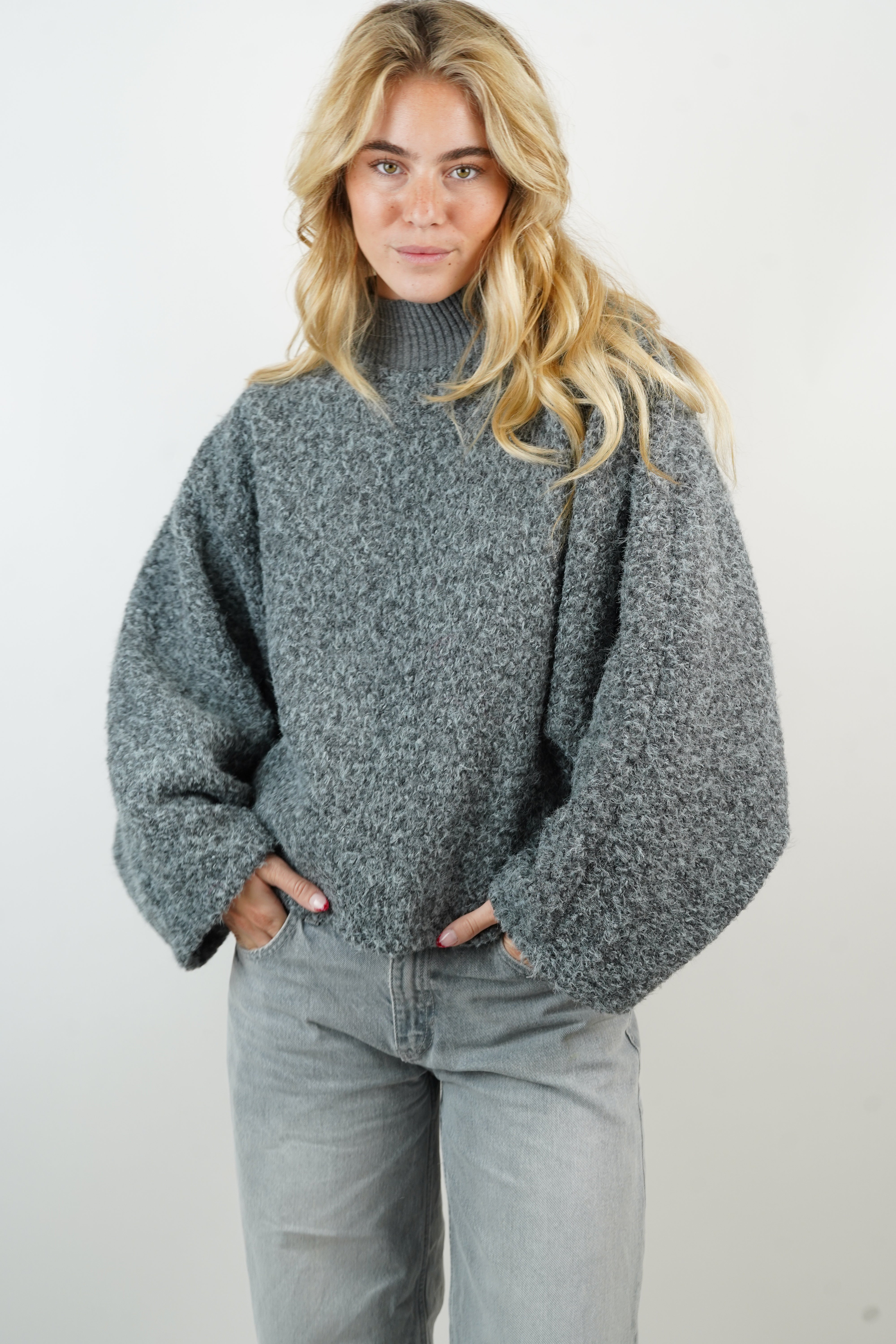Pull-cape Milena gris chiné
