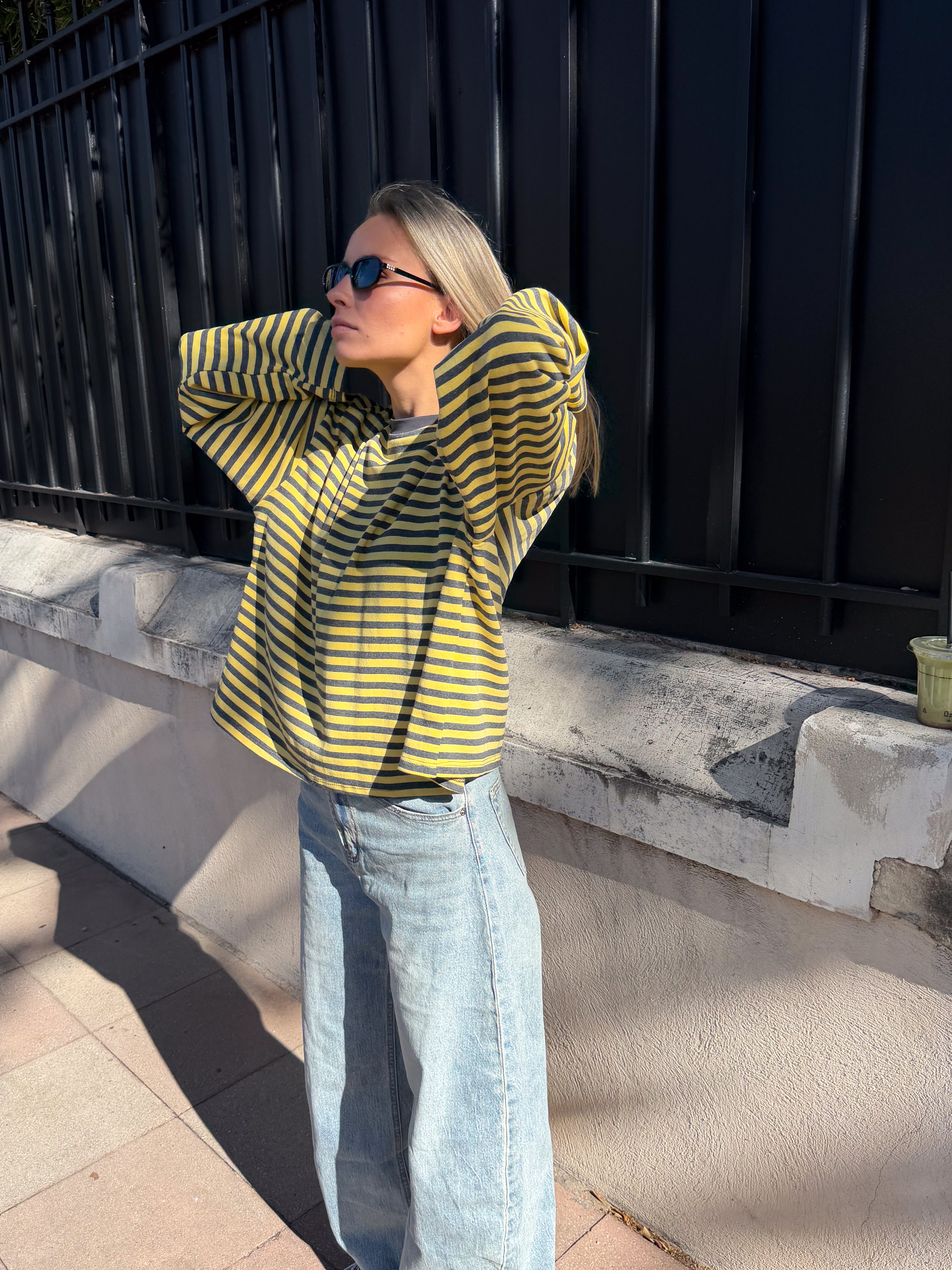 Tee-shirt Océane jaune et gris