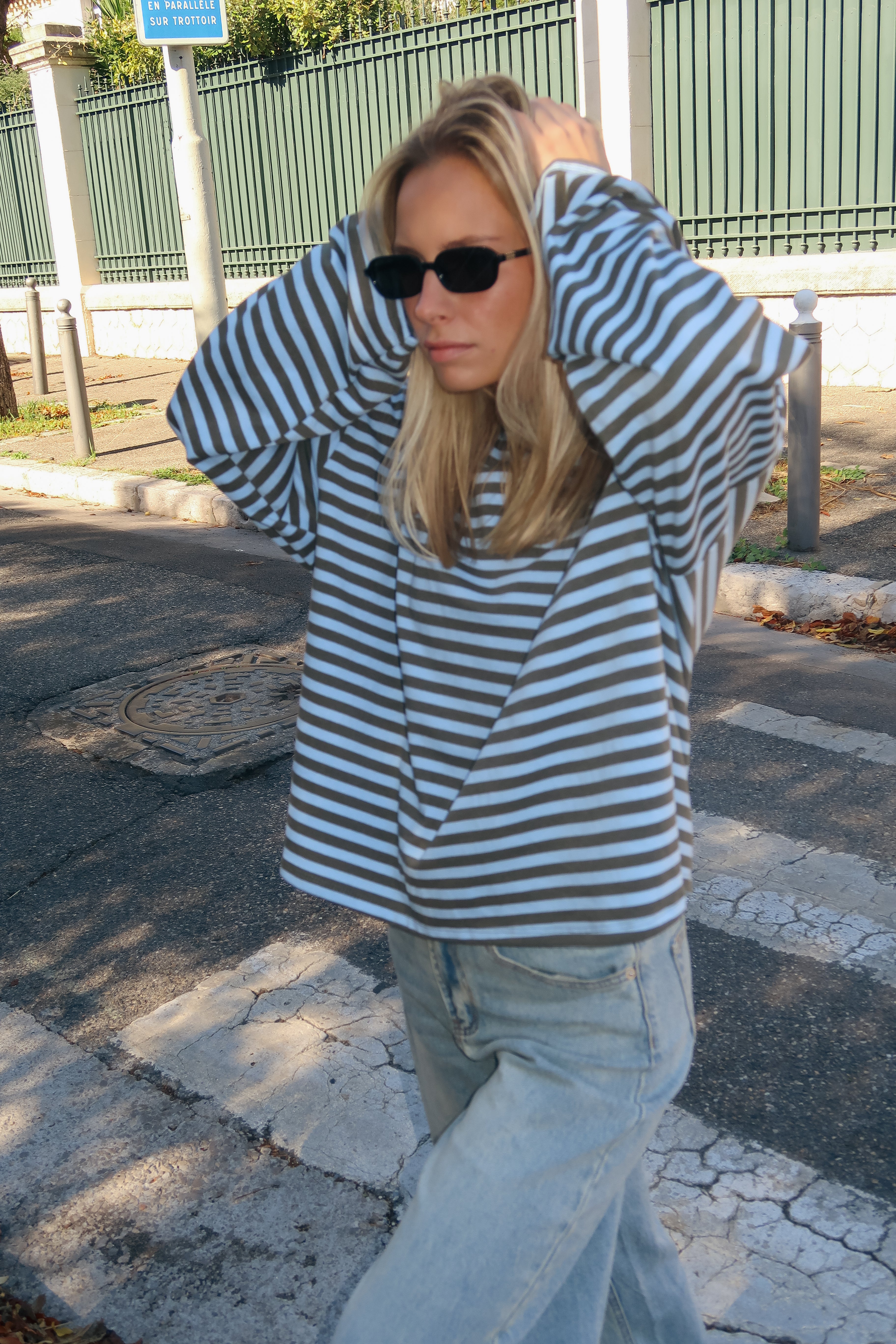 Tee-shirt Océane kaki et bleu