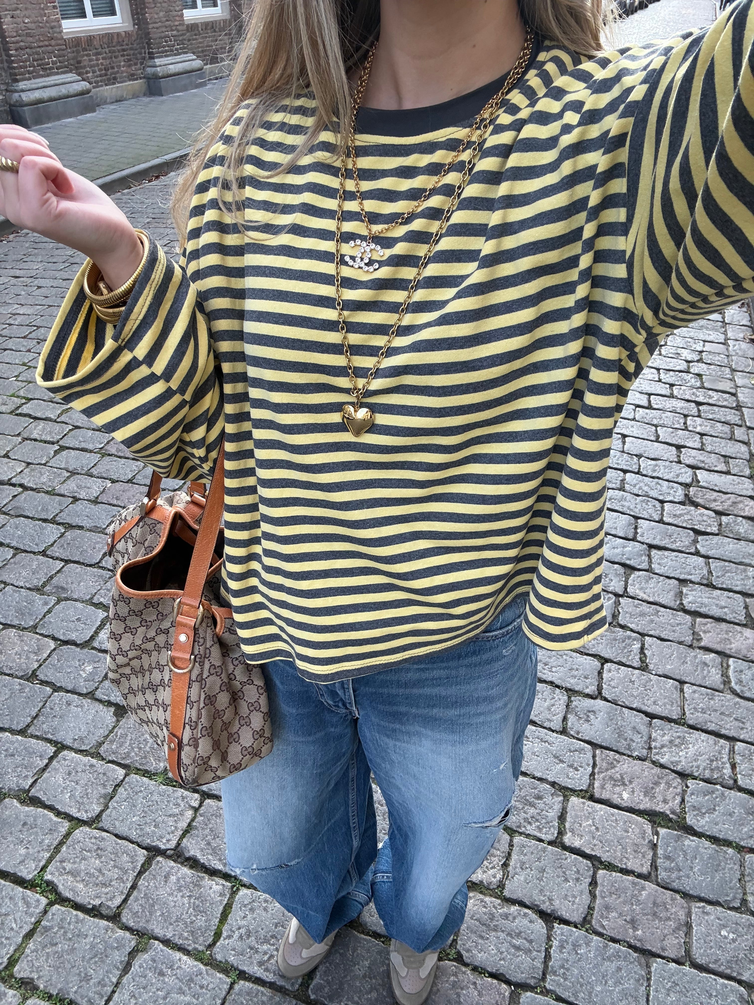 T-shirt Océane amarelo e cinzento