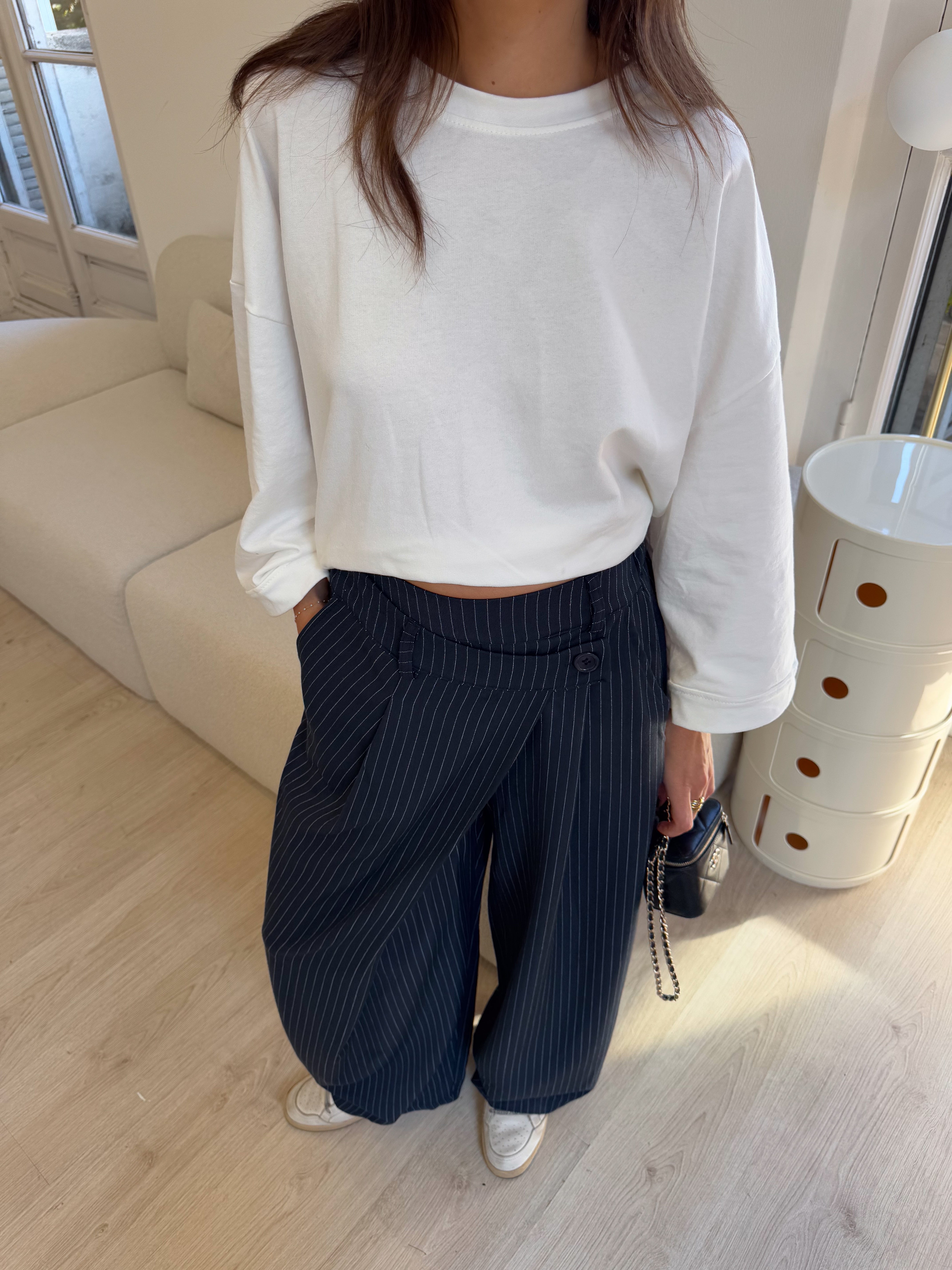 Pantalon Bennie bleu marine à rayures