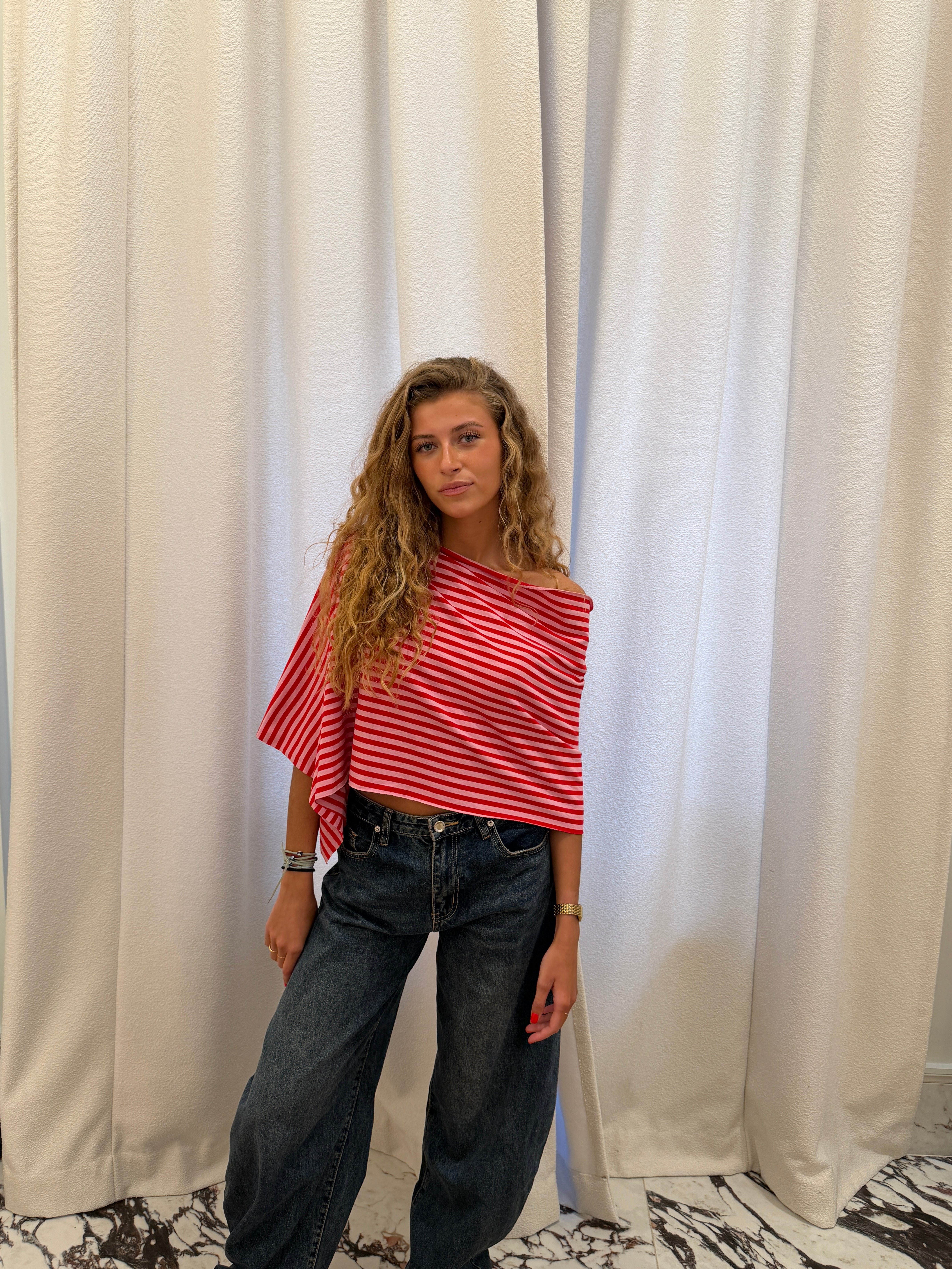 Haut Annick bordeaux et rose