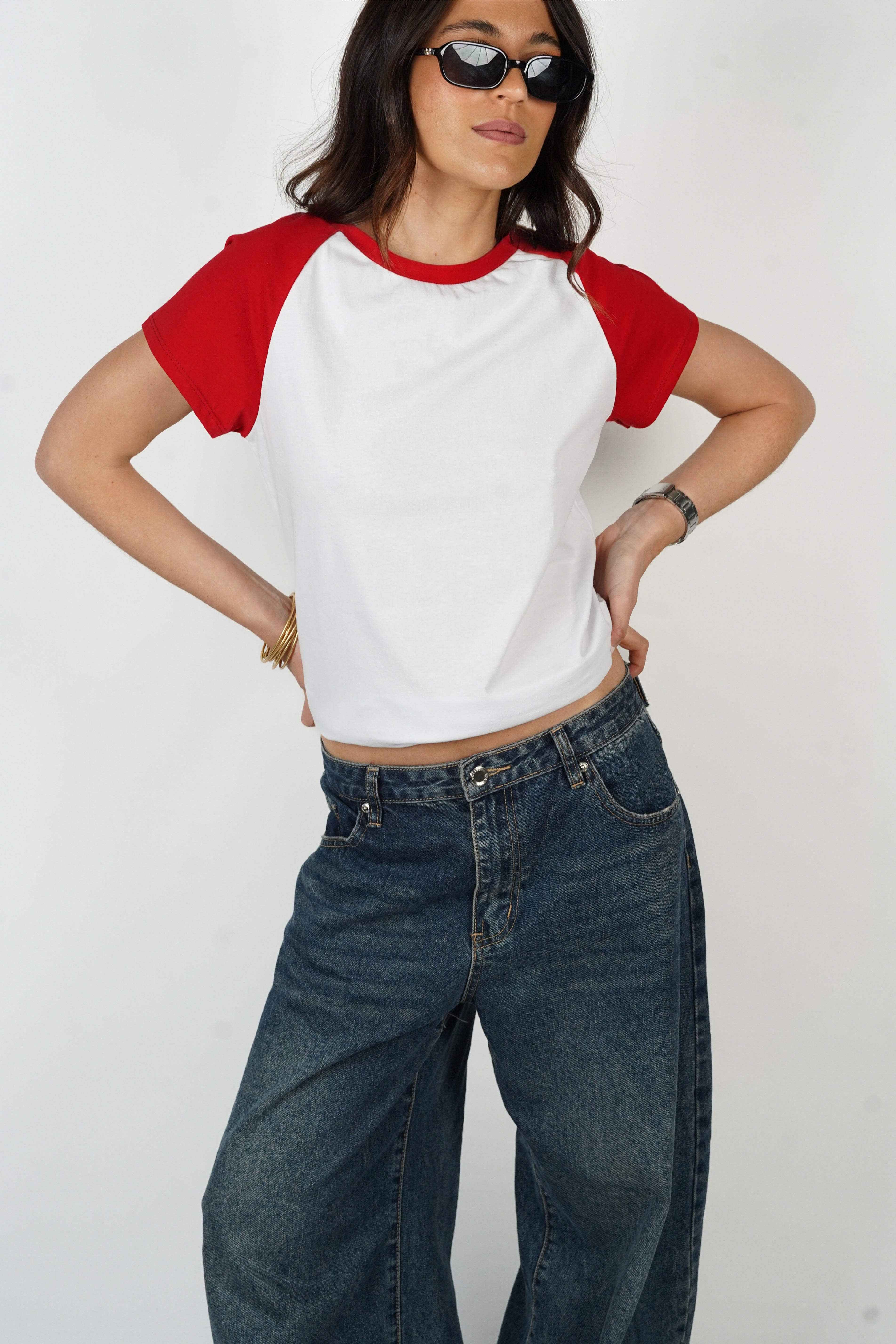 T-shirt Julia branco e vermelho