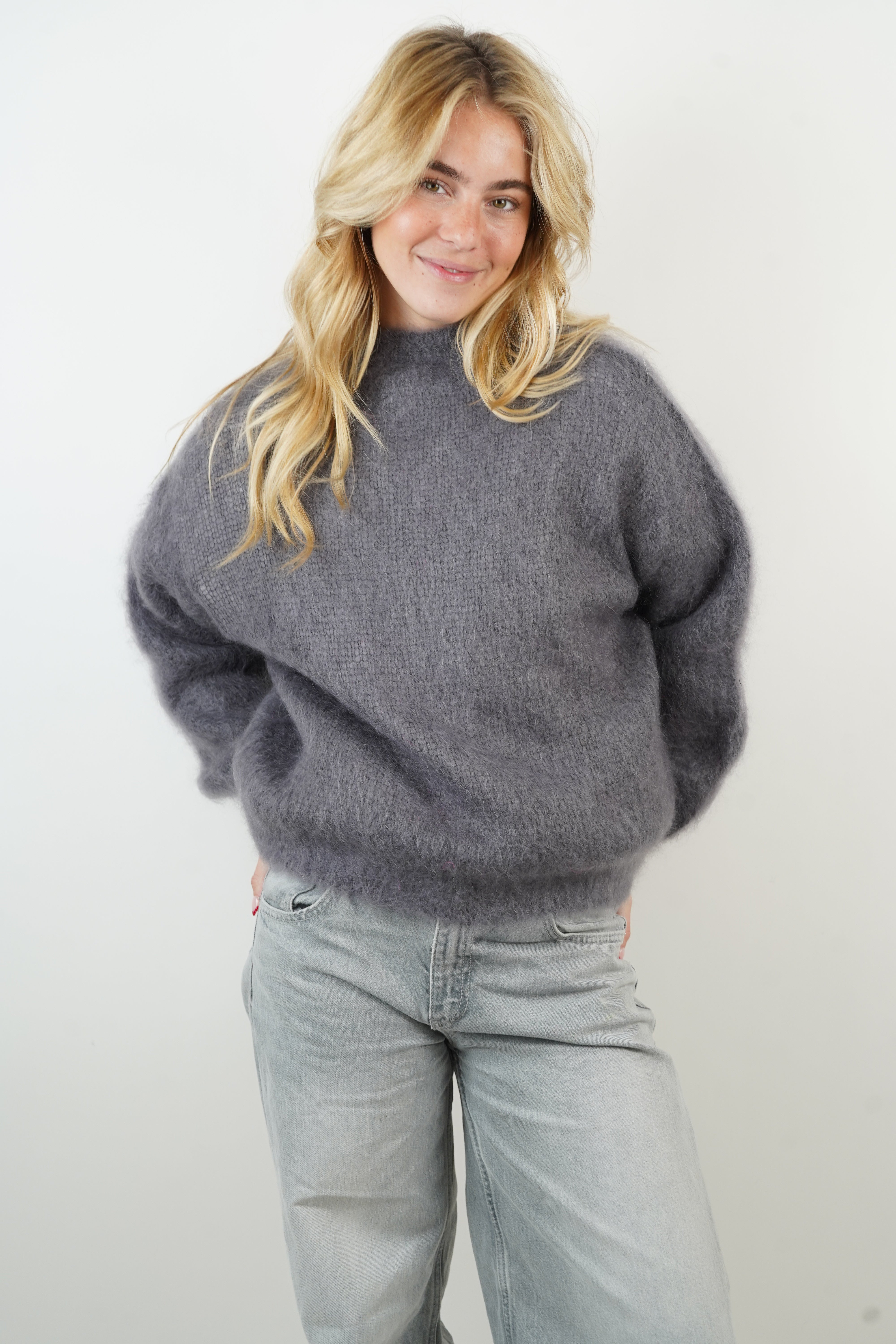 Grey mohair tea sweater