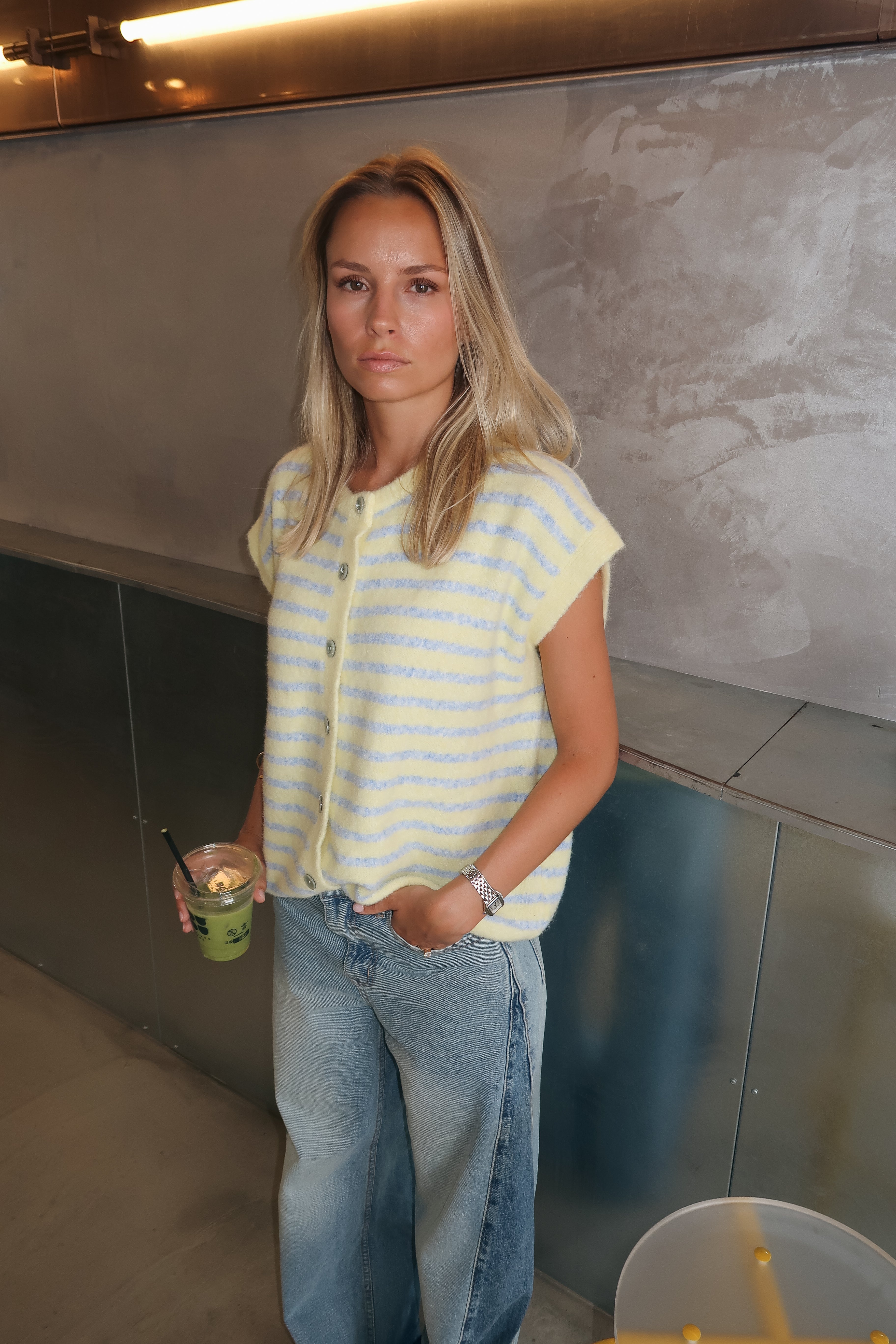 Tess keltainen villainen/alpakka liivi