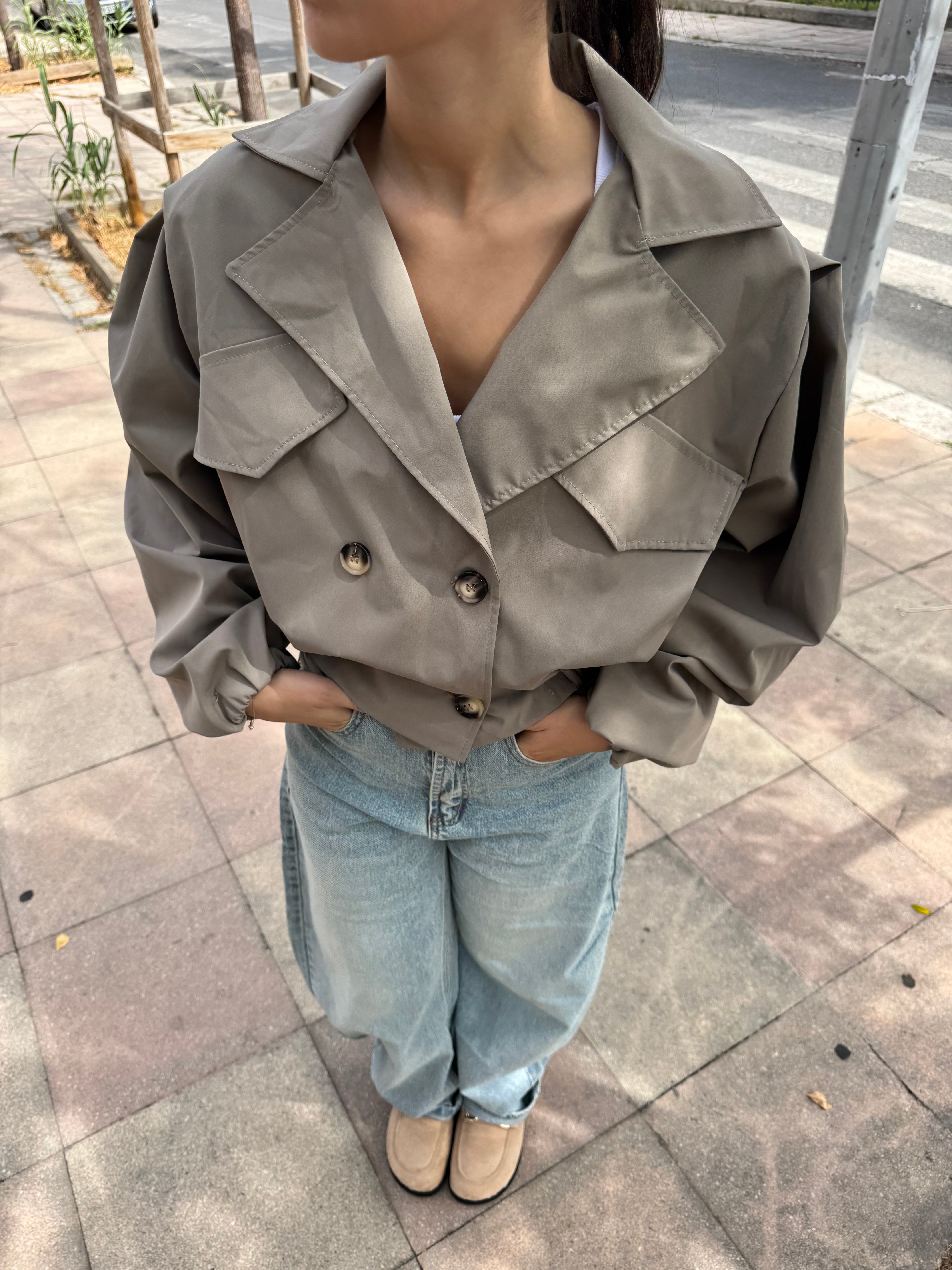 Tessa taupe trench coat