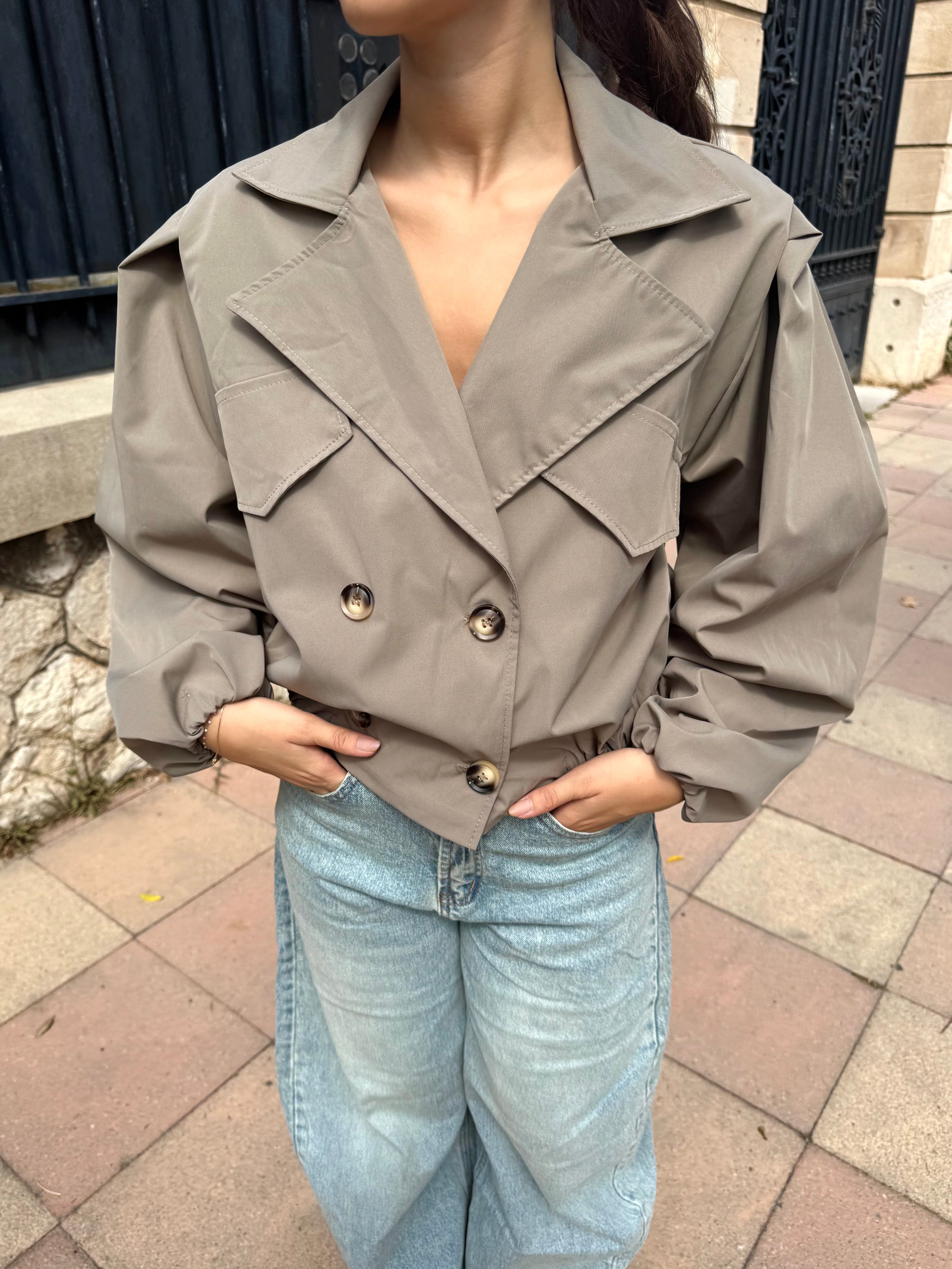 Tessa taupe trench coat