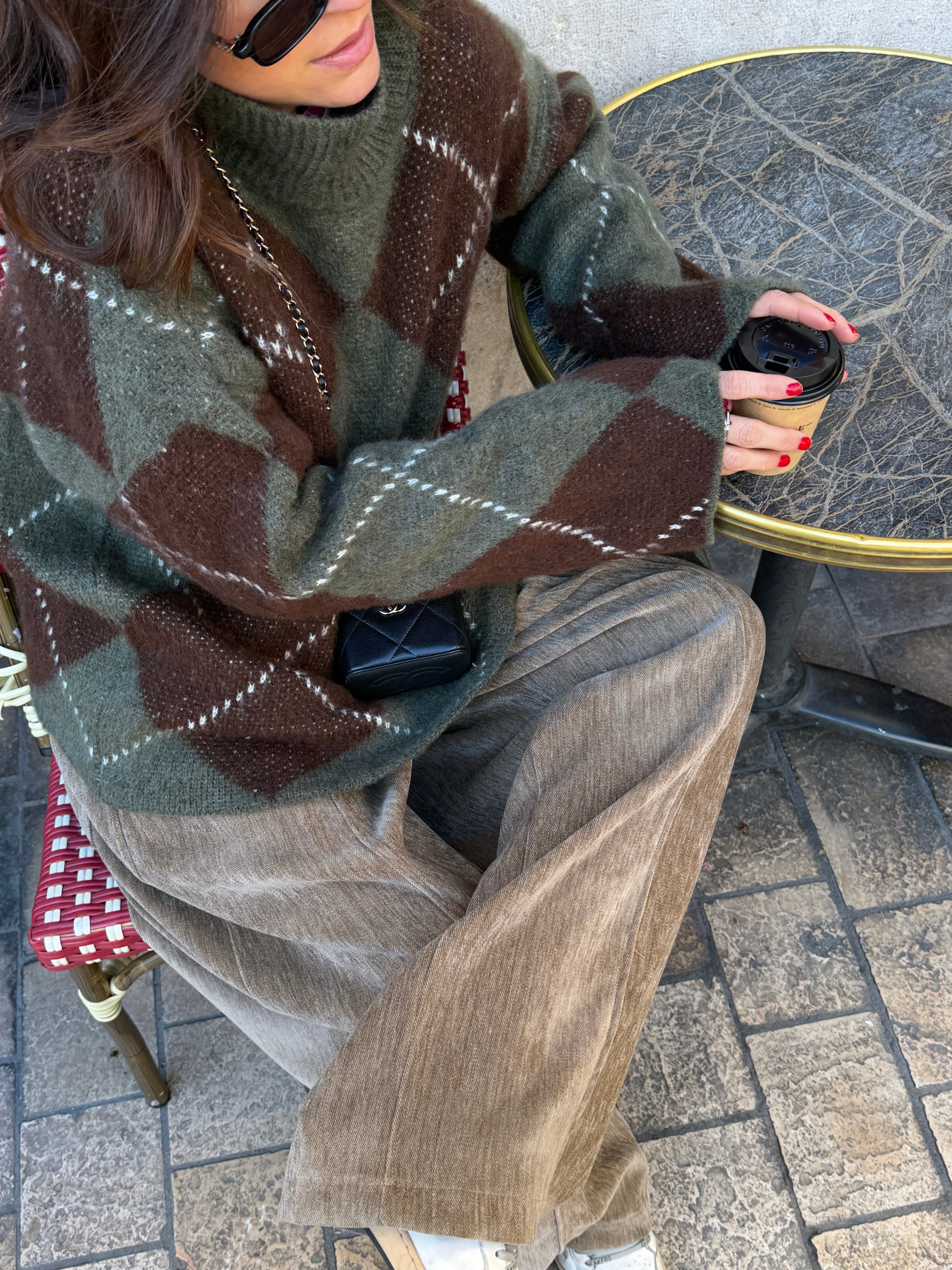 Candice-Pullover in Khaki und Braun