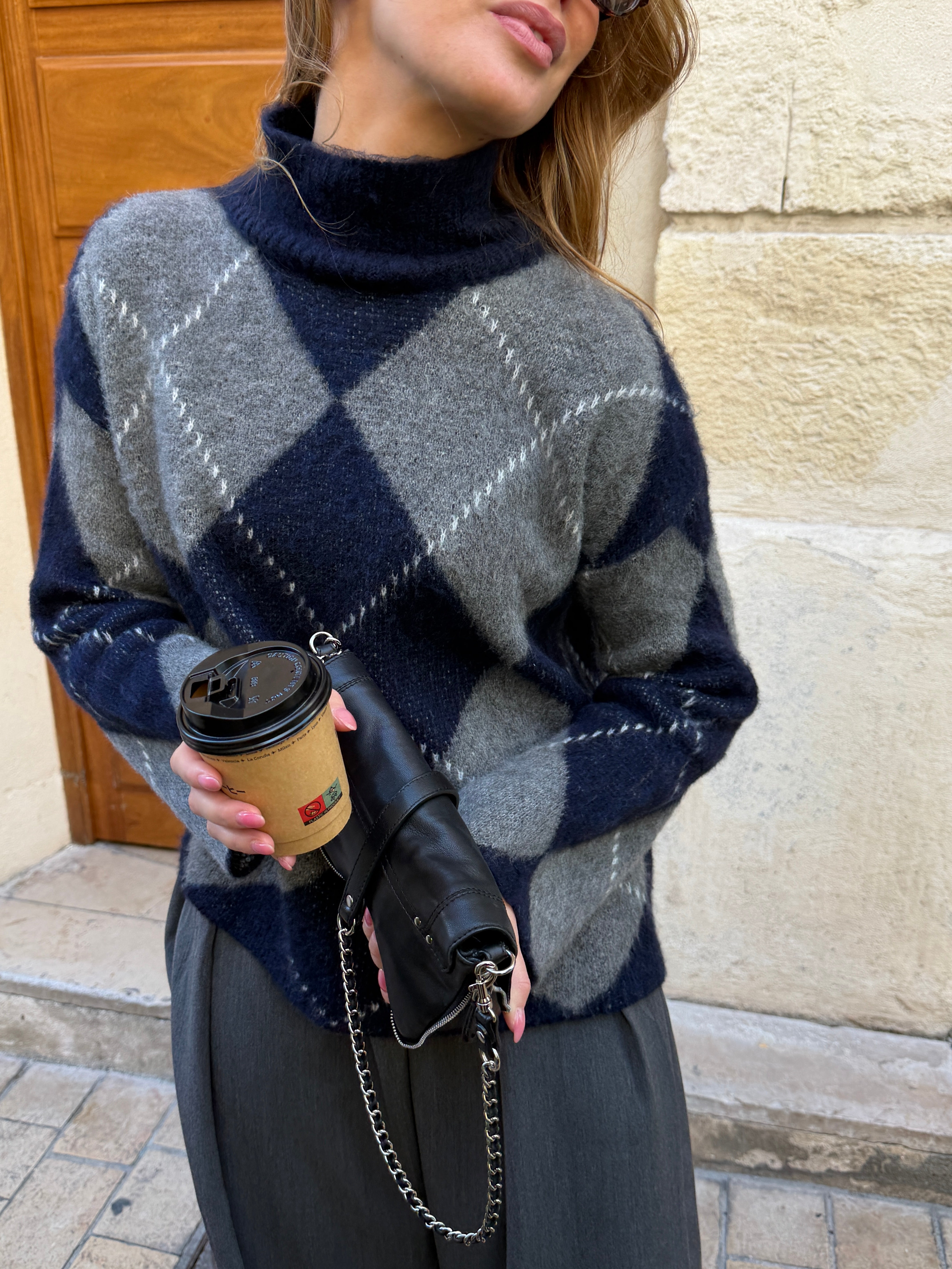 Candice marineblauer und grauer Pullover