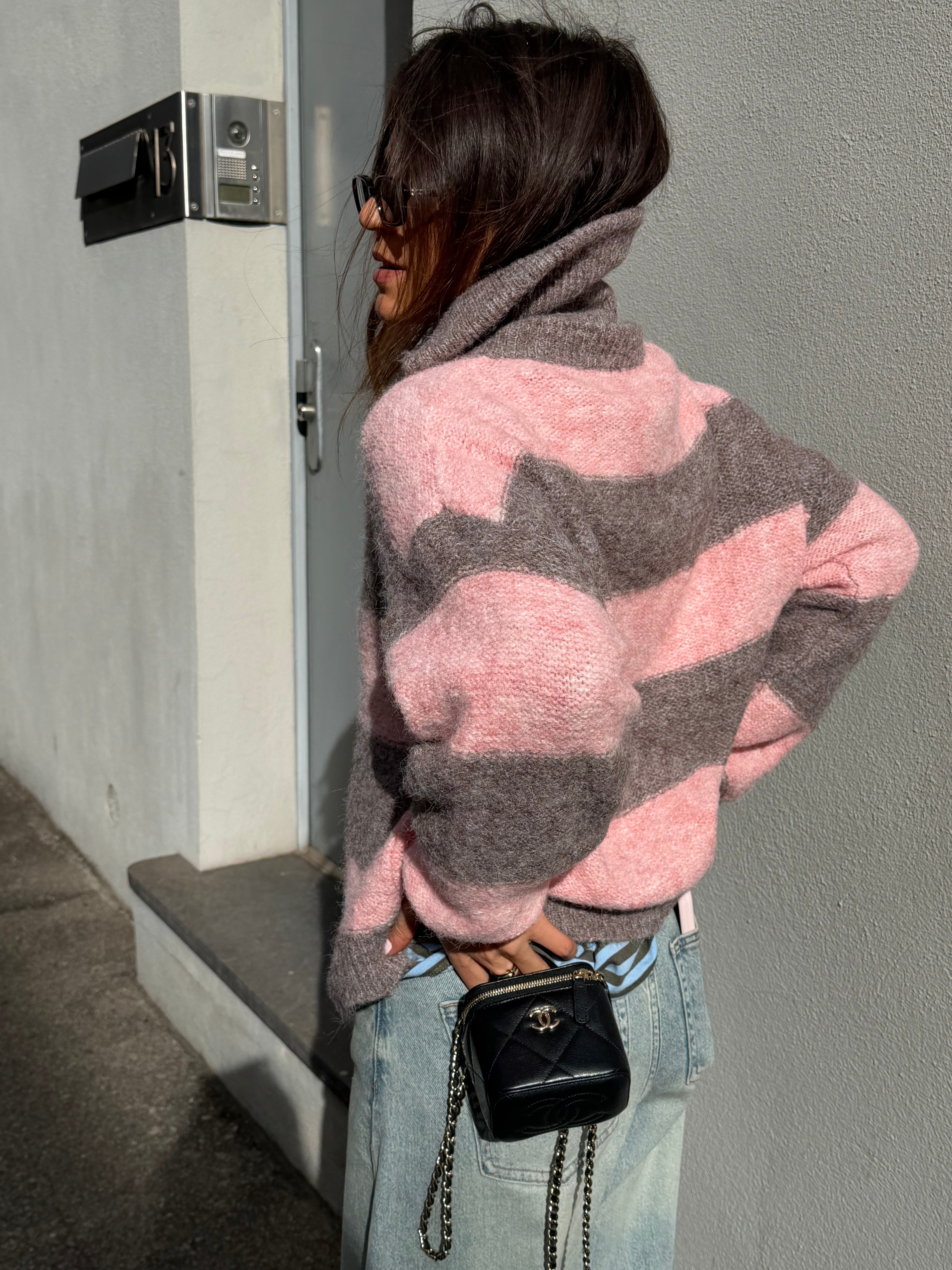 Gilet Gracie rose et gris