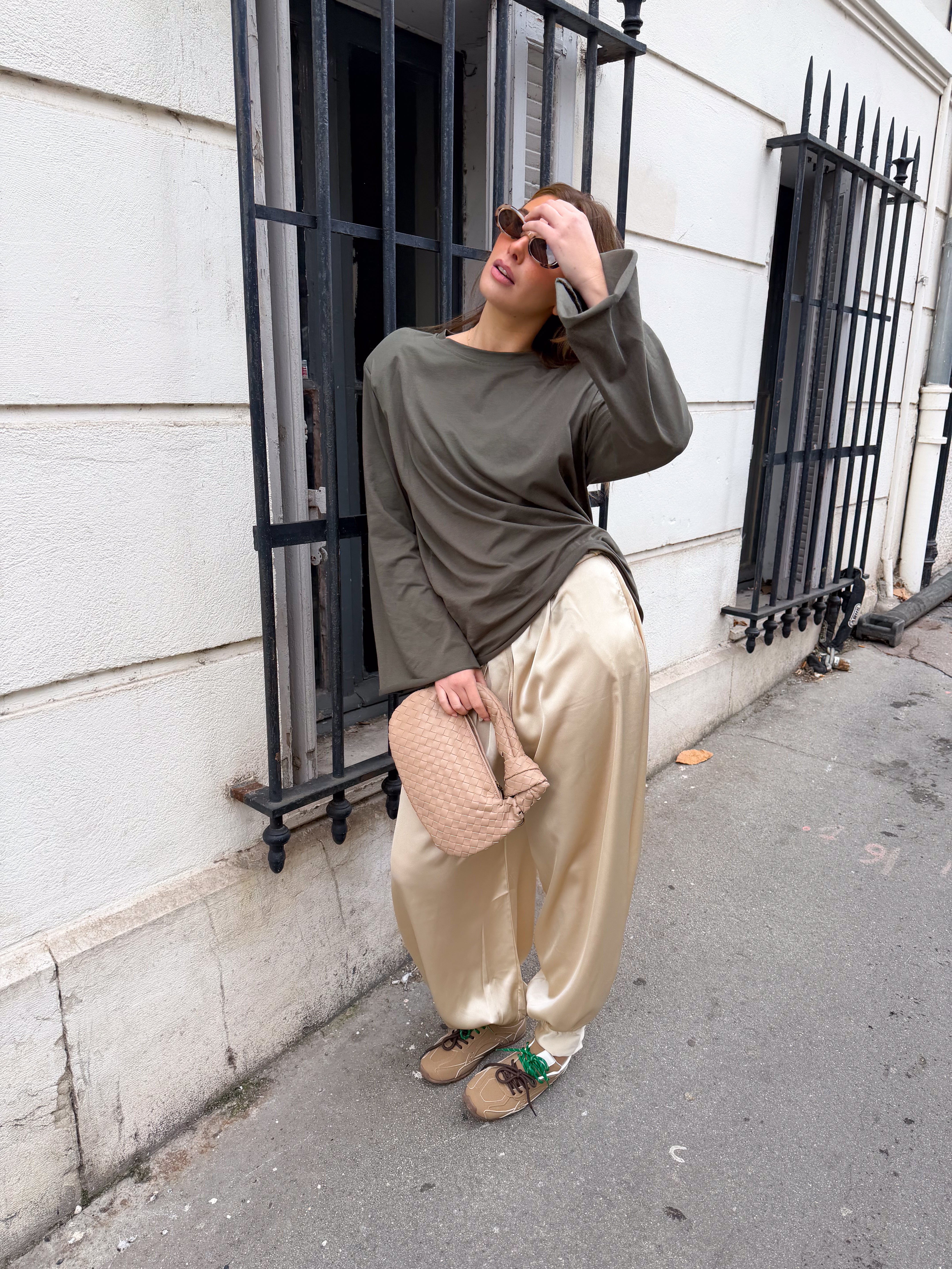 Tee-shirt Anouk kaki avec épaulettes