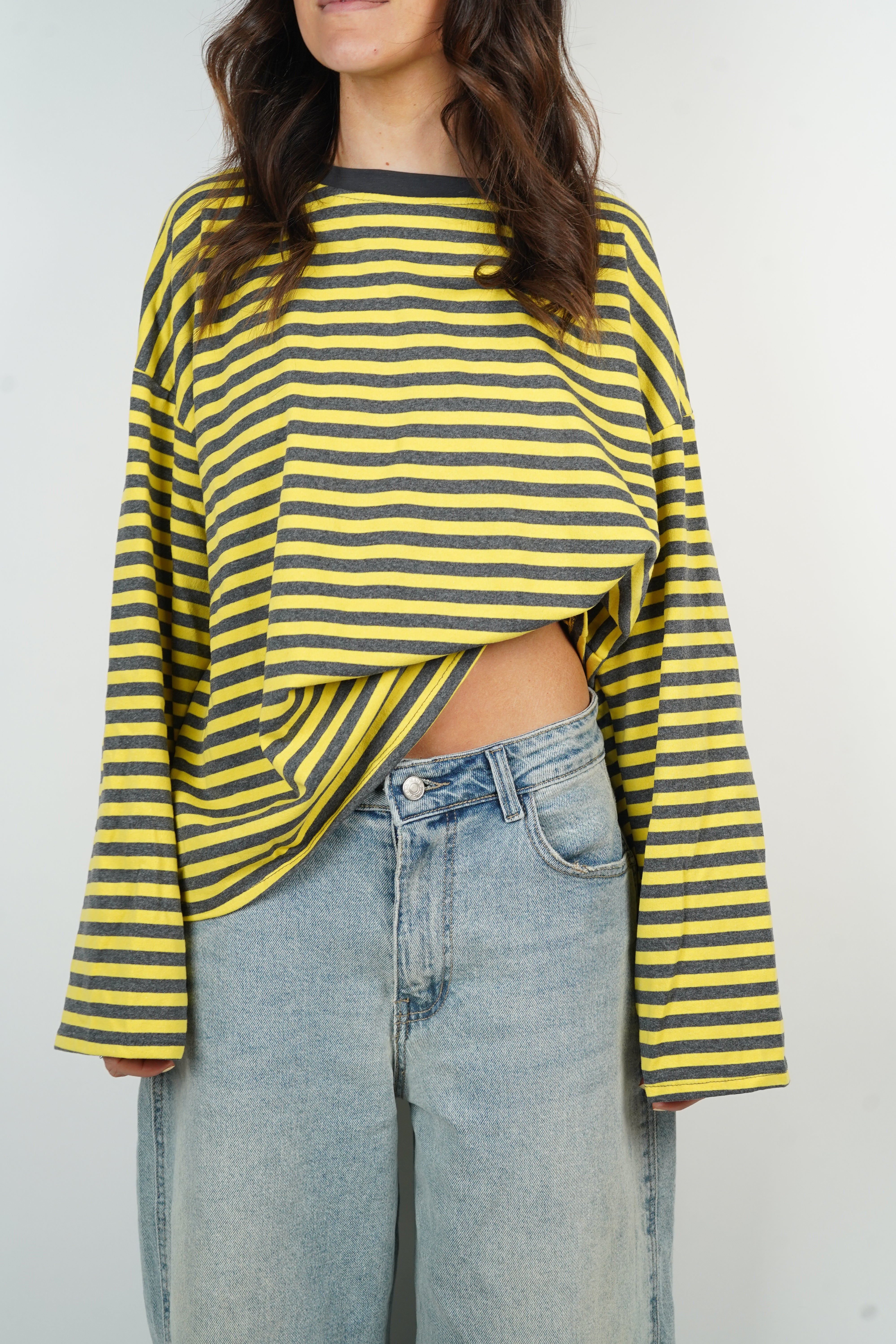 T-shirt Océane amarelo e cinzento