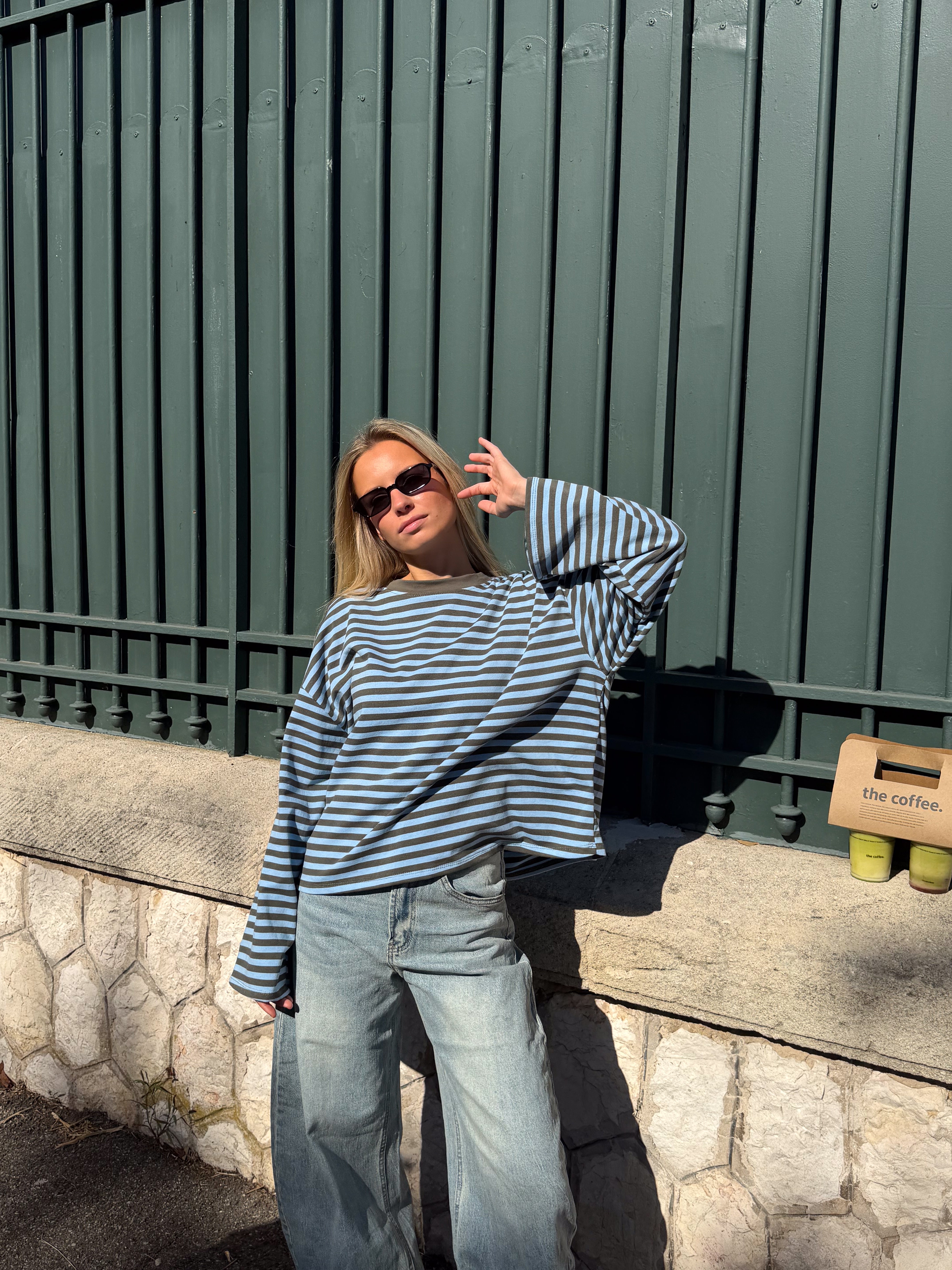 Tee-shirt Océane kaki et bleu