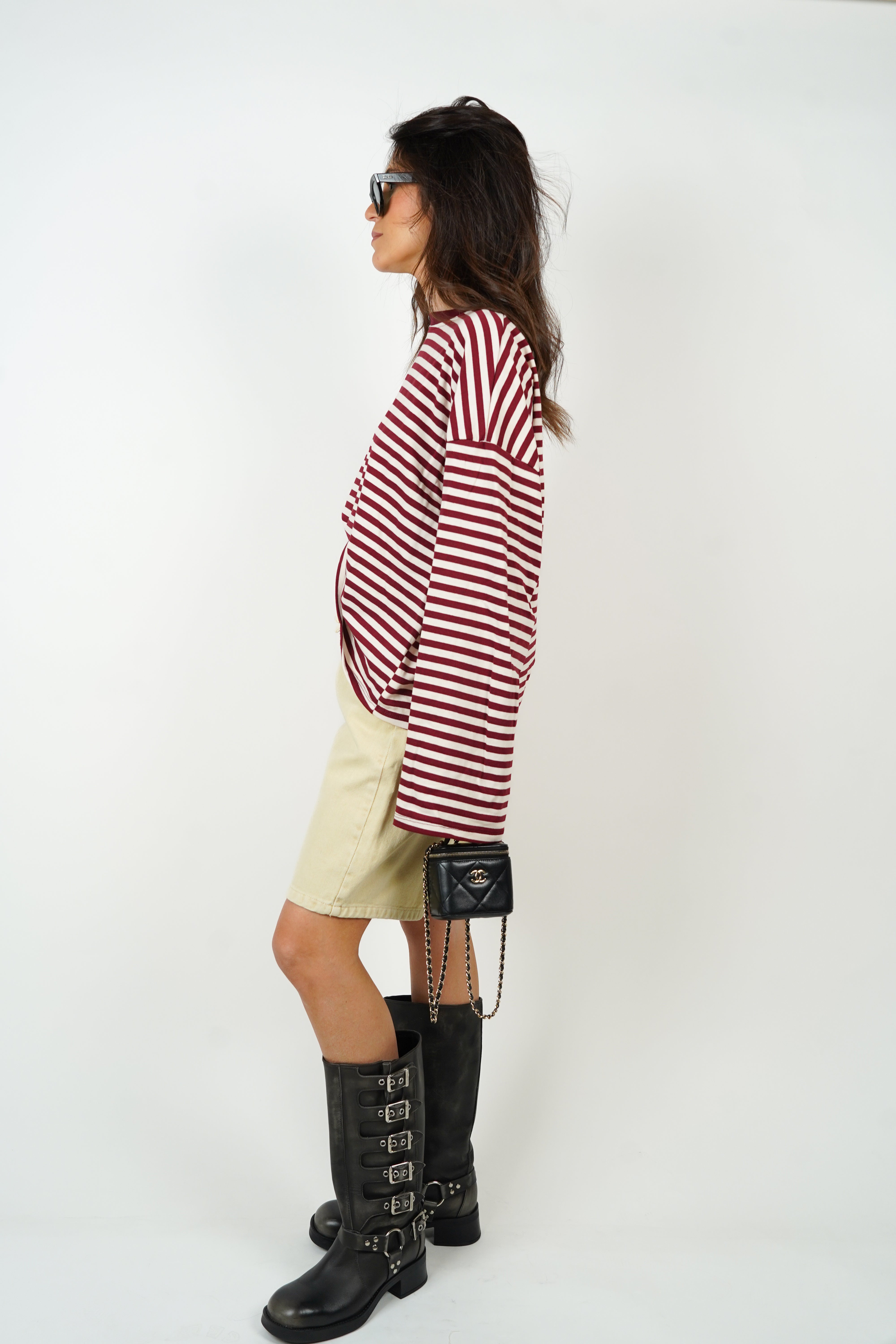 Tee-shirt Océane crème et bordeaux