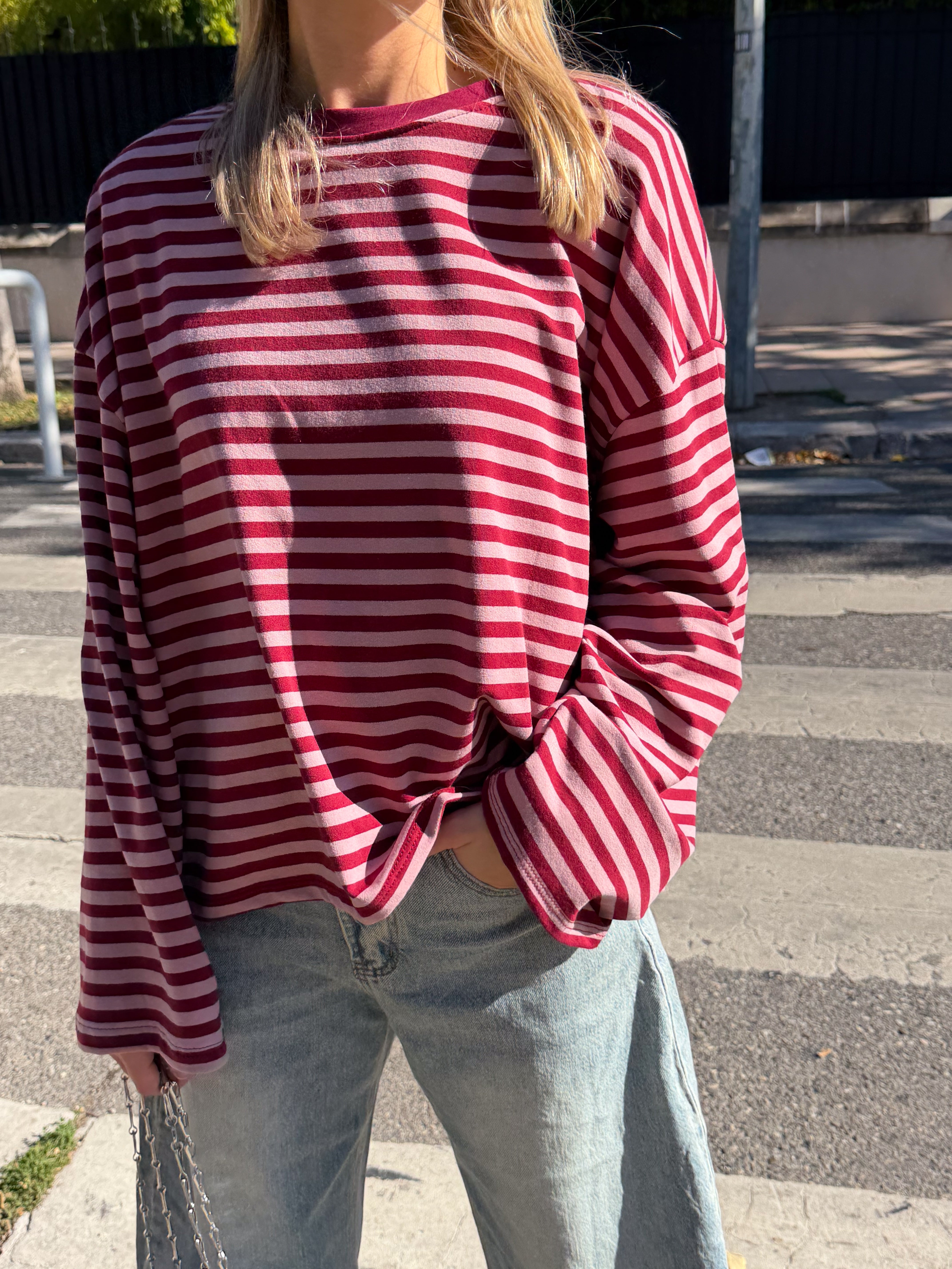 Tee-shirt Océane bordeaux et rose