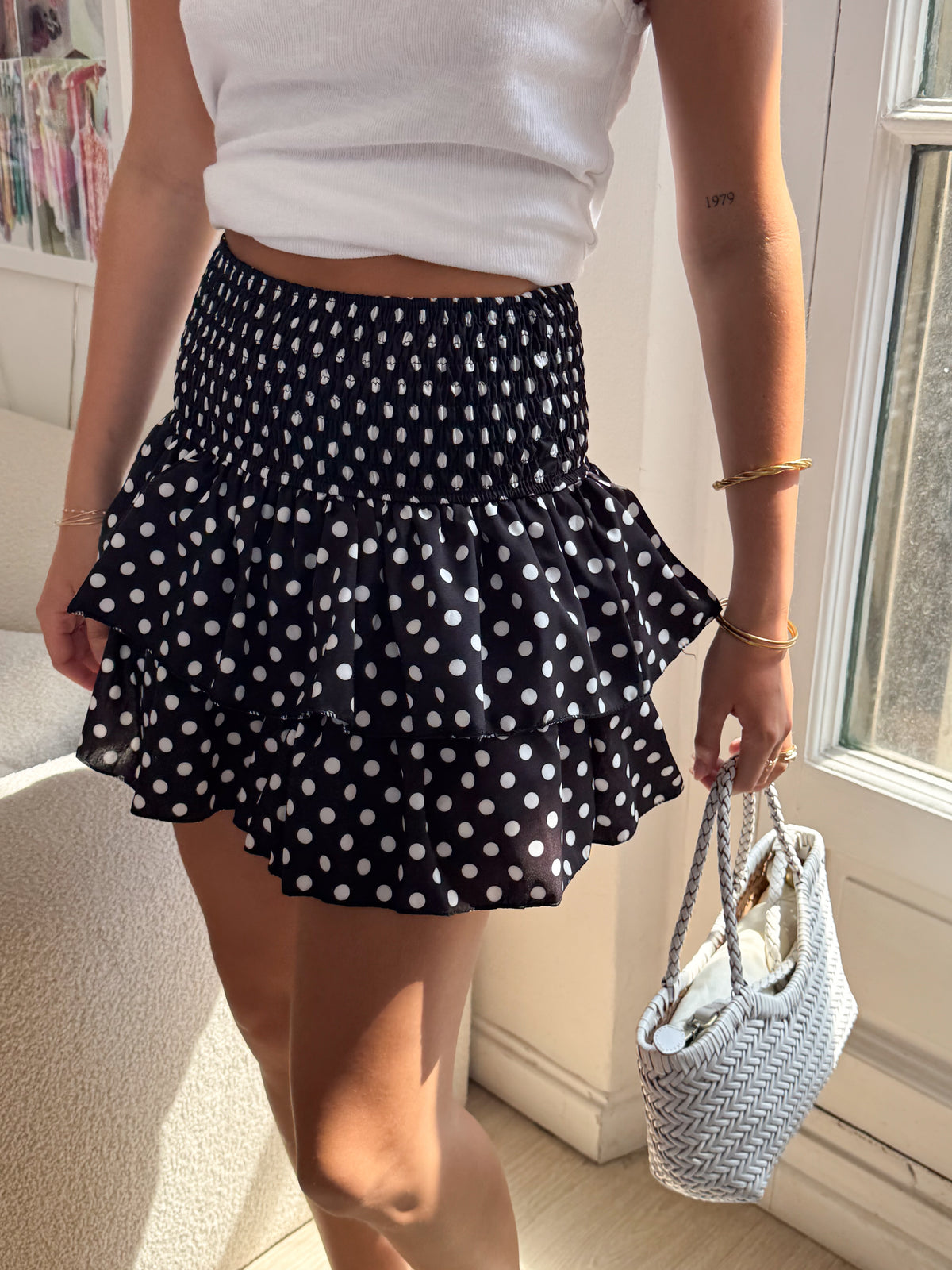 Jupe short Noire Pois Blancs jupe-short-noire-pois-blancs