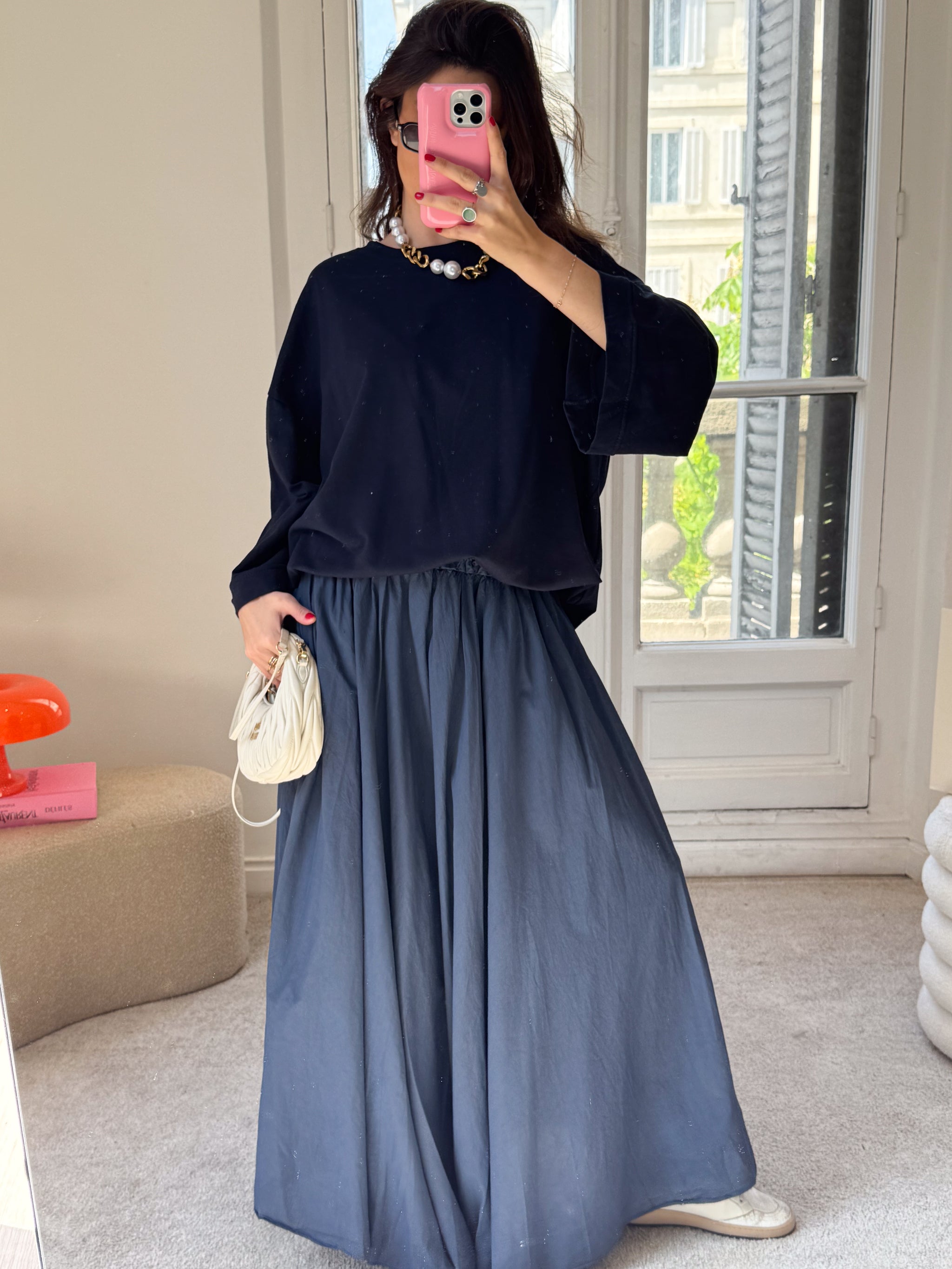 Y/Project: Jupe longue bleue à ceinture avec ferrure à logo | SSENSE France