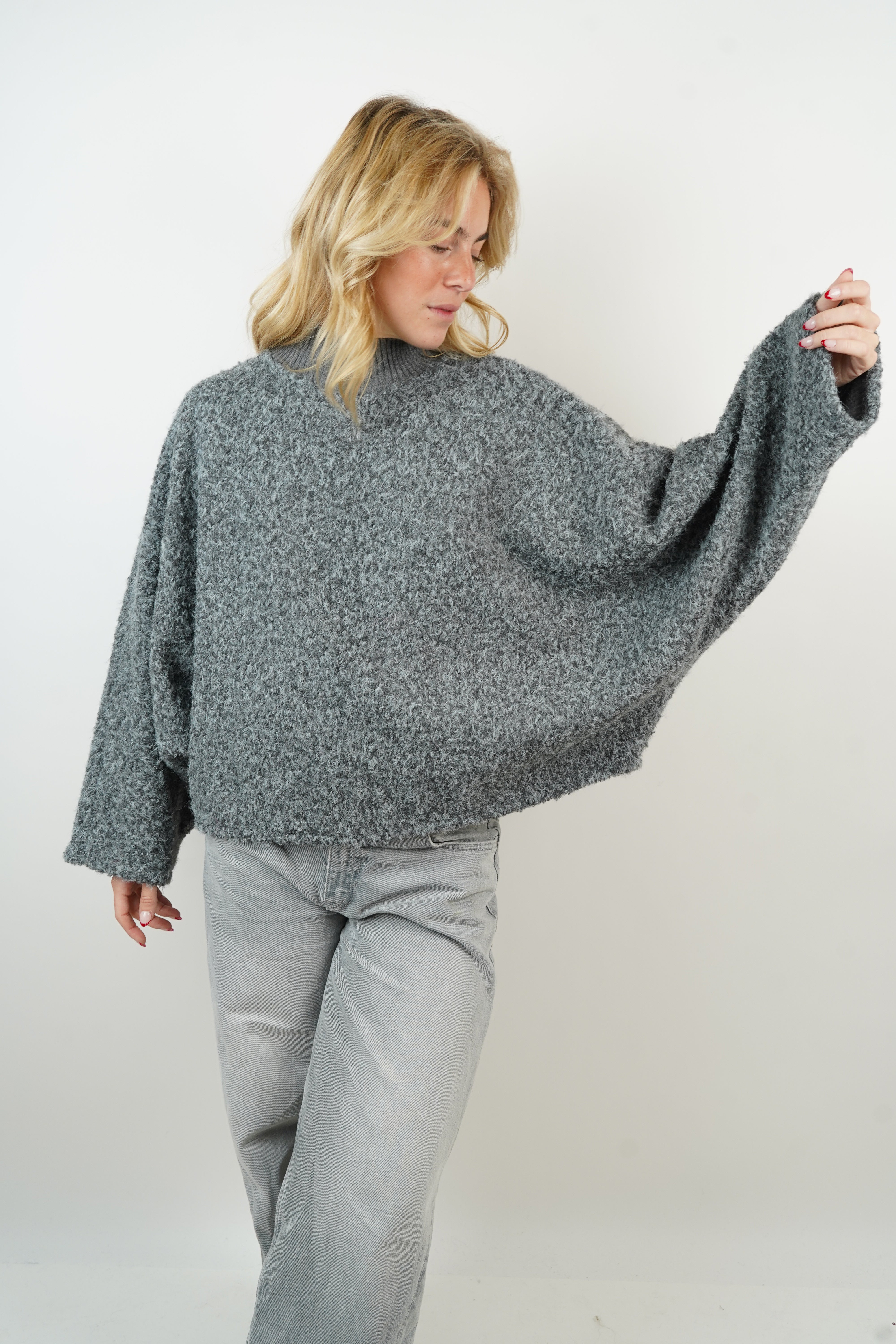 Pull-cape Milena gris chiné