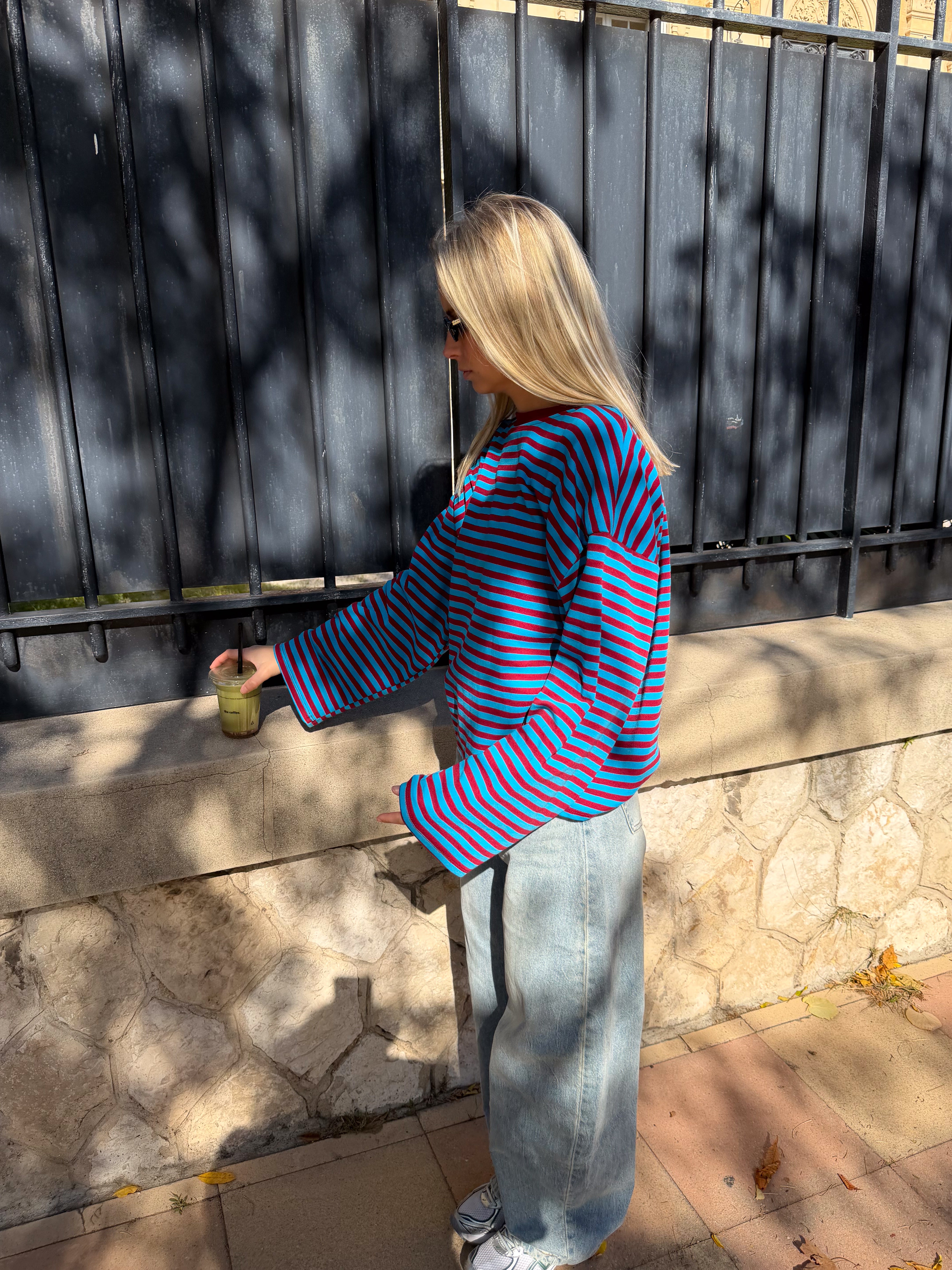 Tee-shirt Océane rouge et bleu