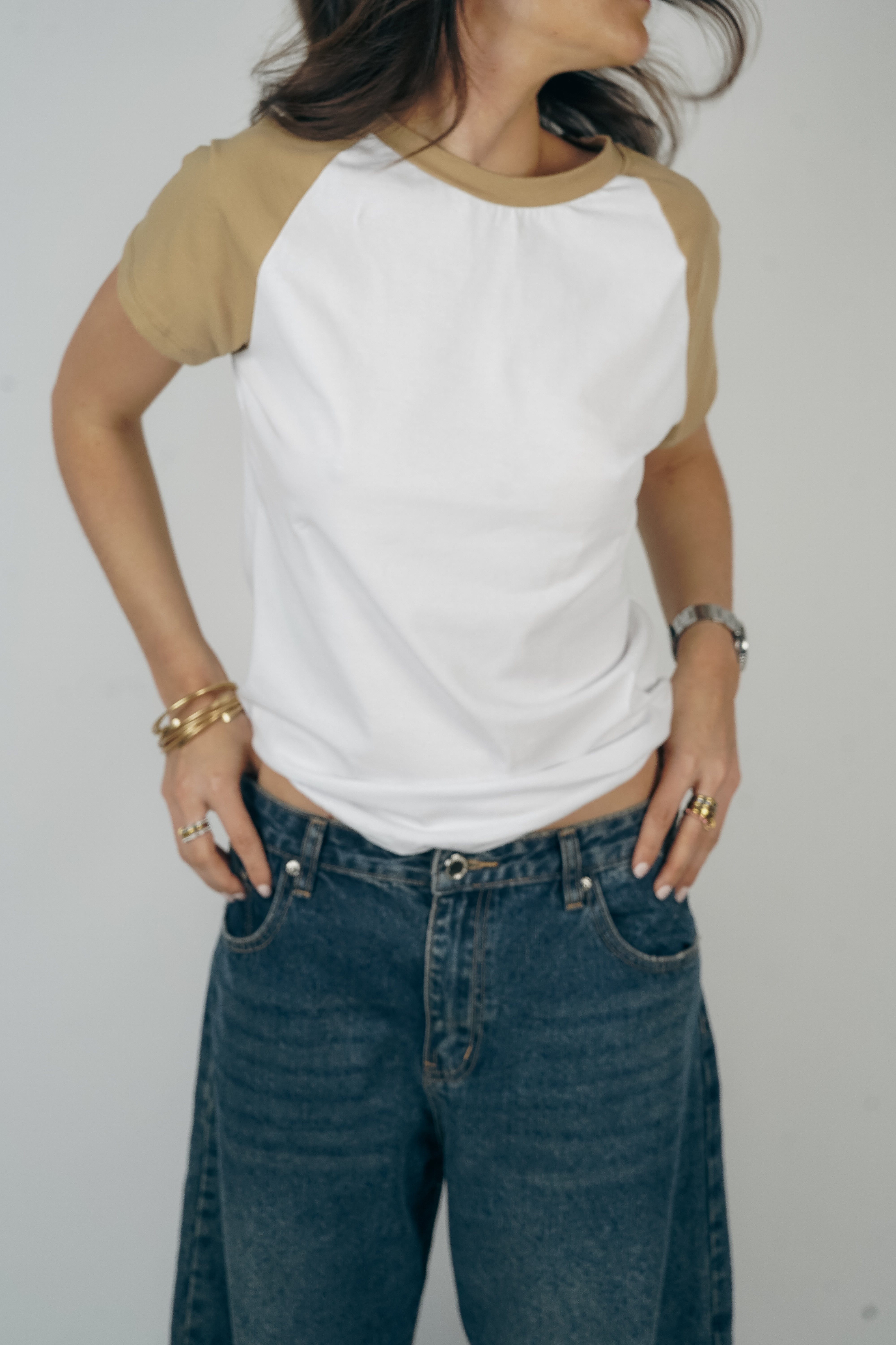 Camiseta Julia blanca y topo