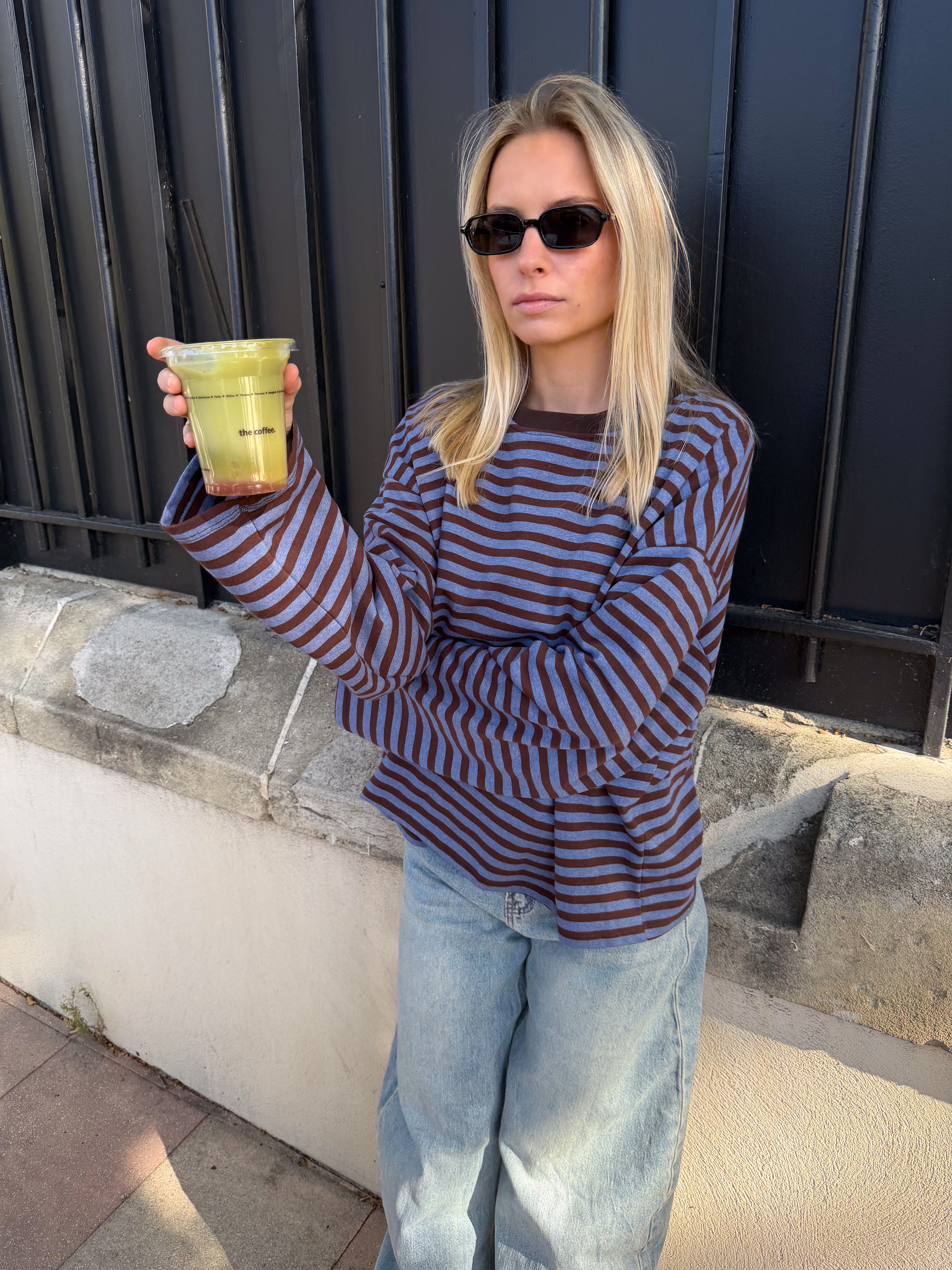 Tee-shirt Océane bleu gris et marron