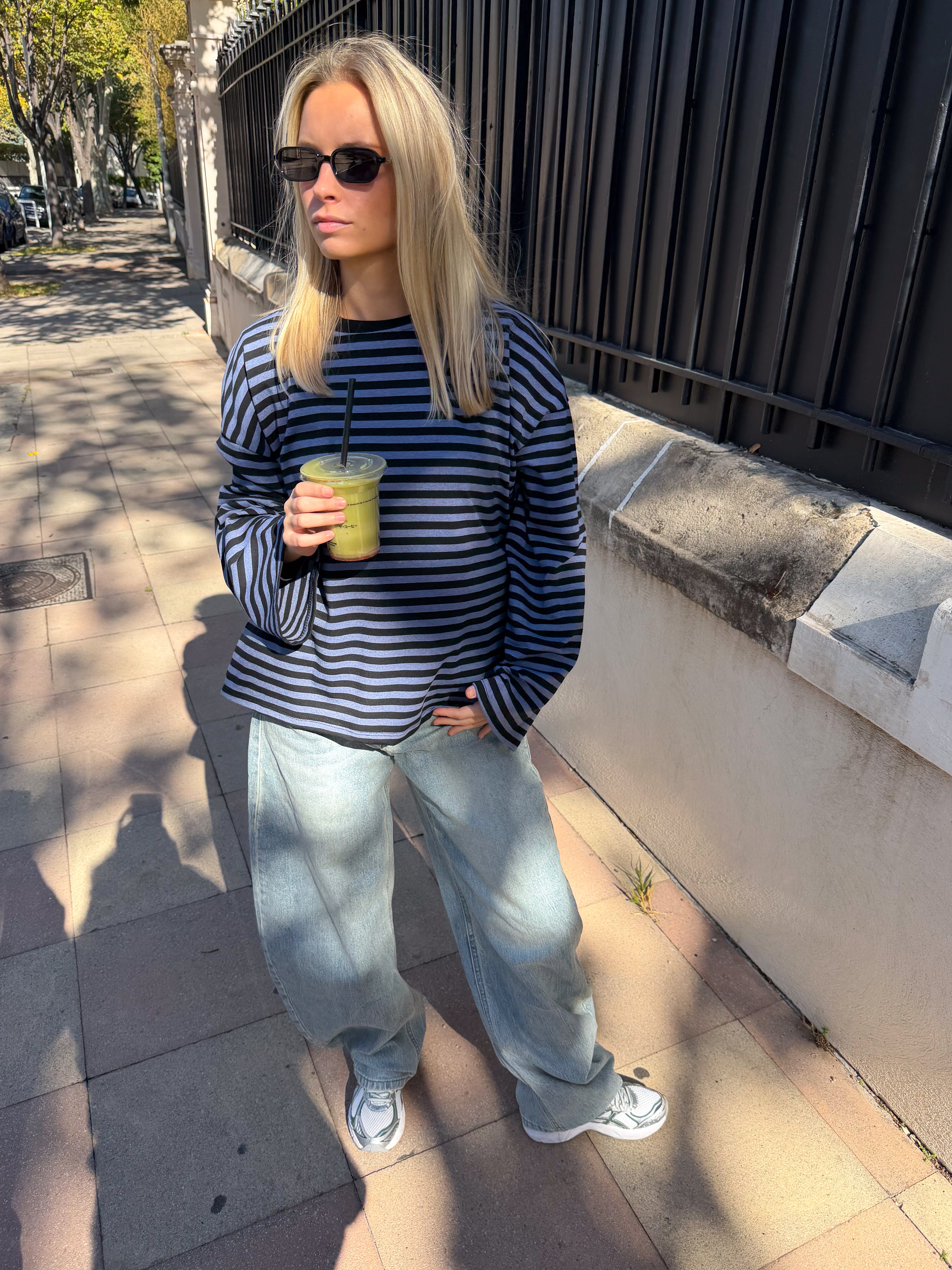 Tee-shirt Océane bleu gris et noir