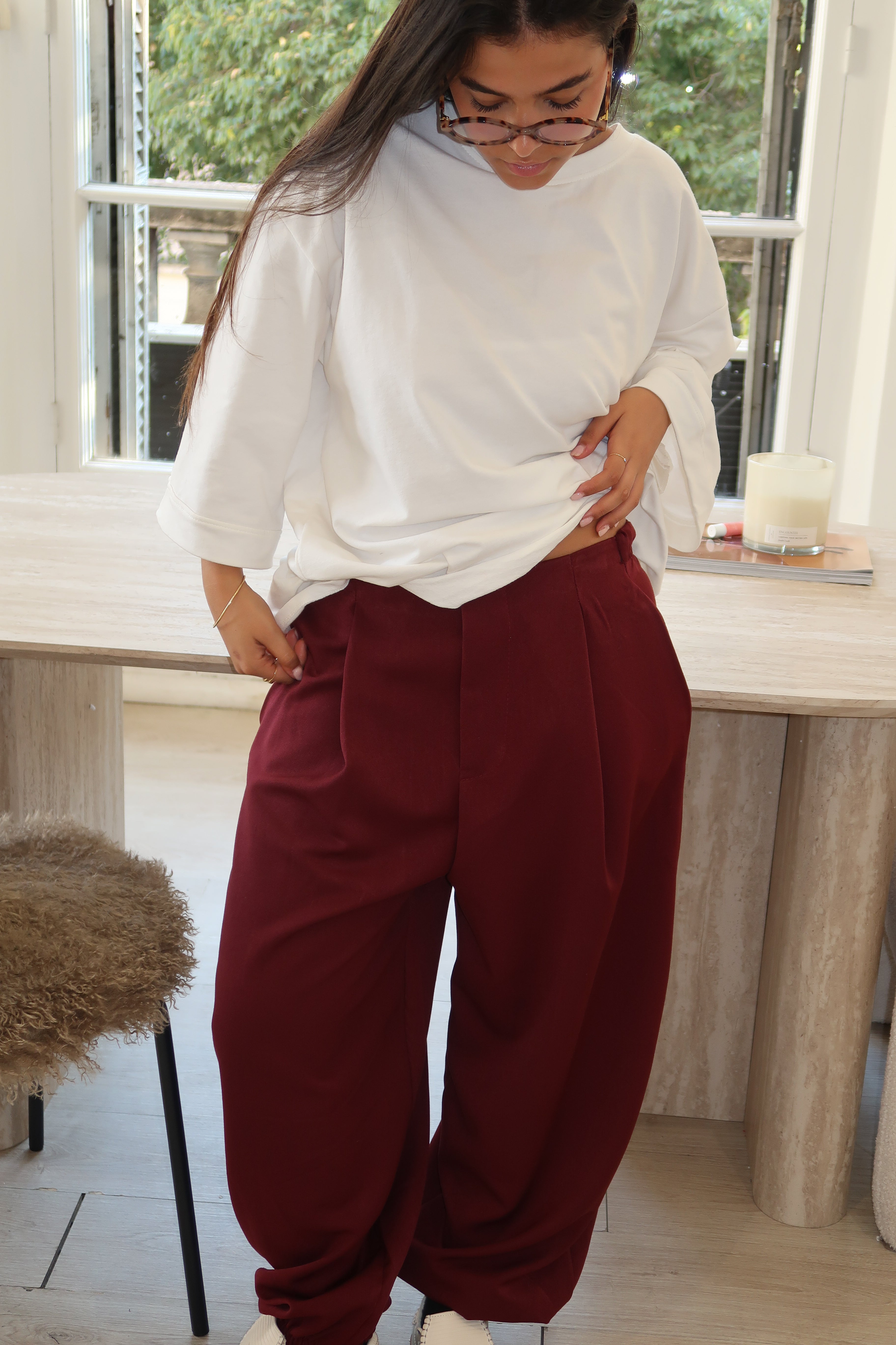 Pantalon Giulia bordeaux