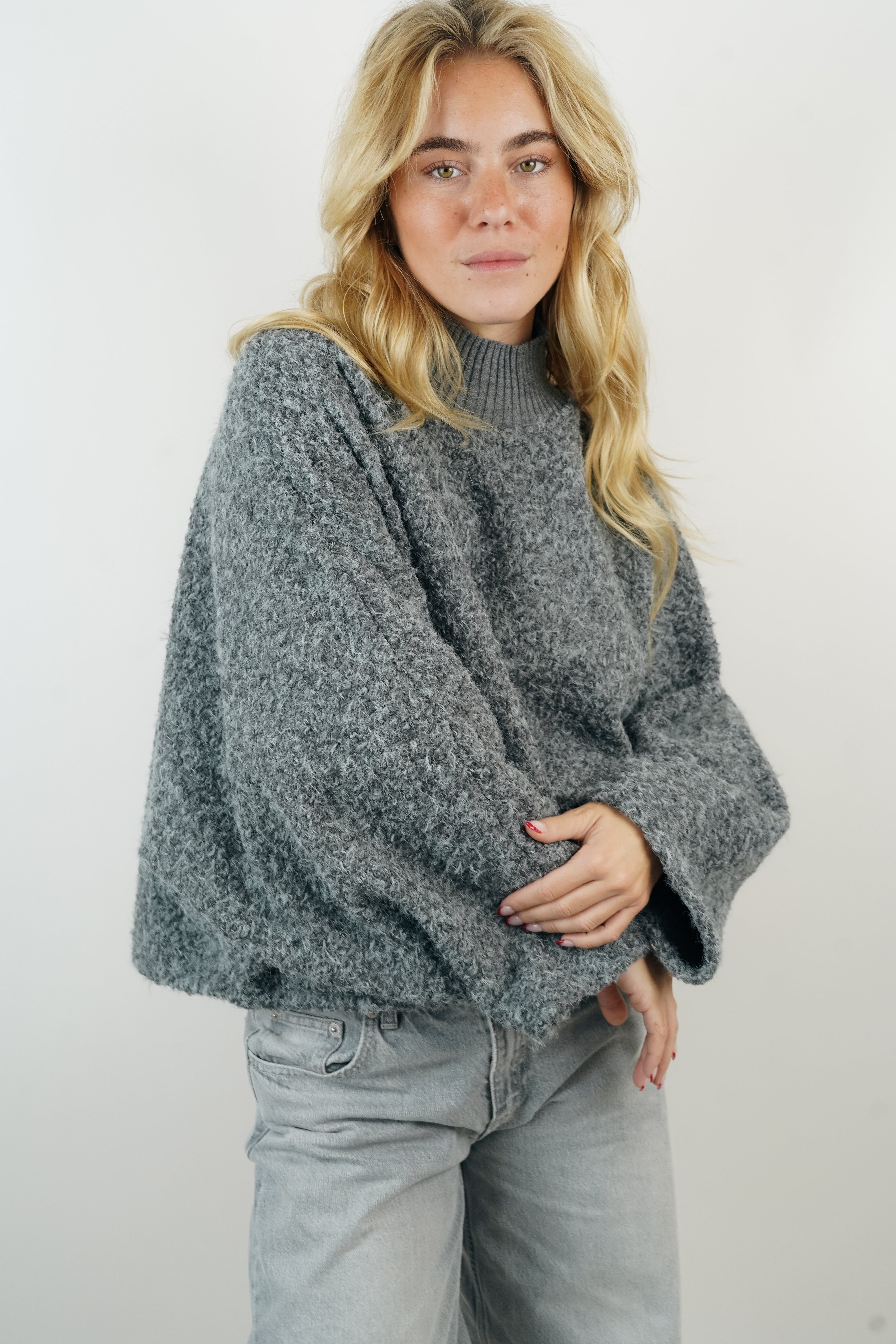 Pull-cape Milena gris chiné