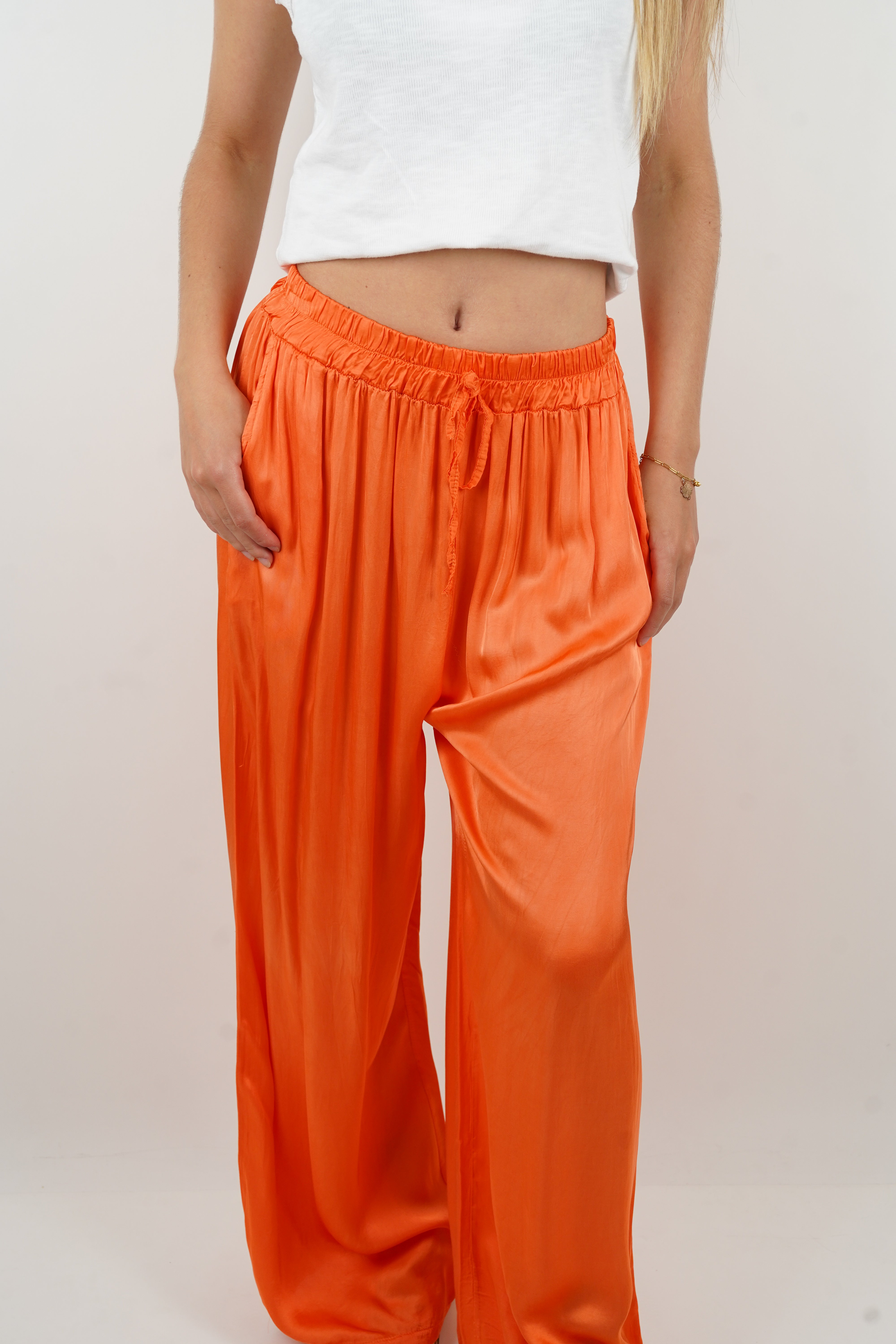 Orange Giuseppa silk pants