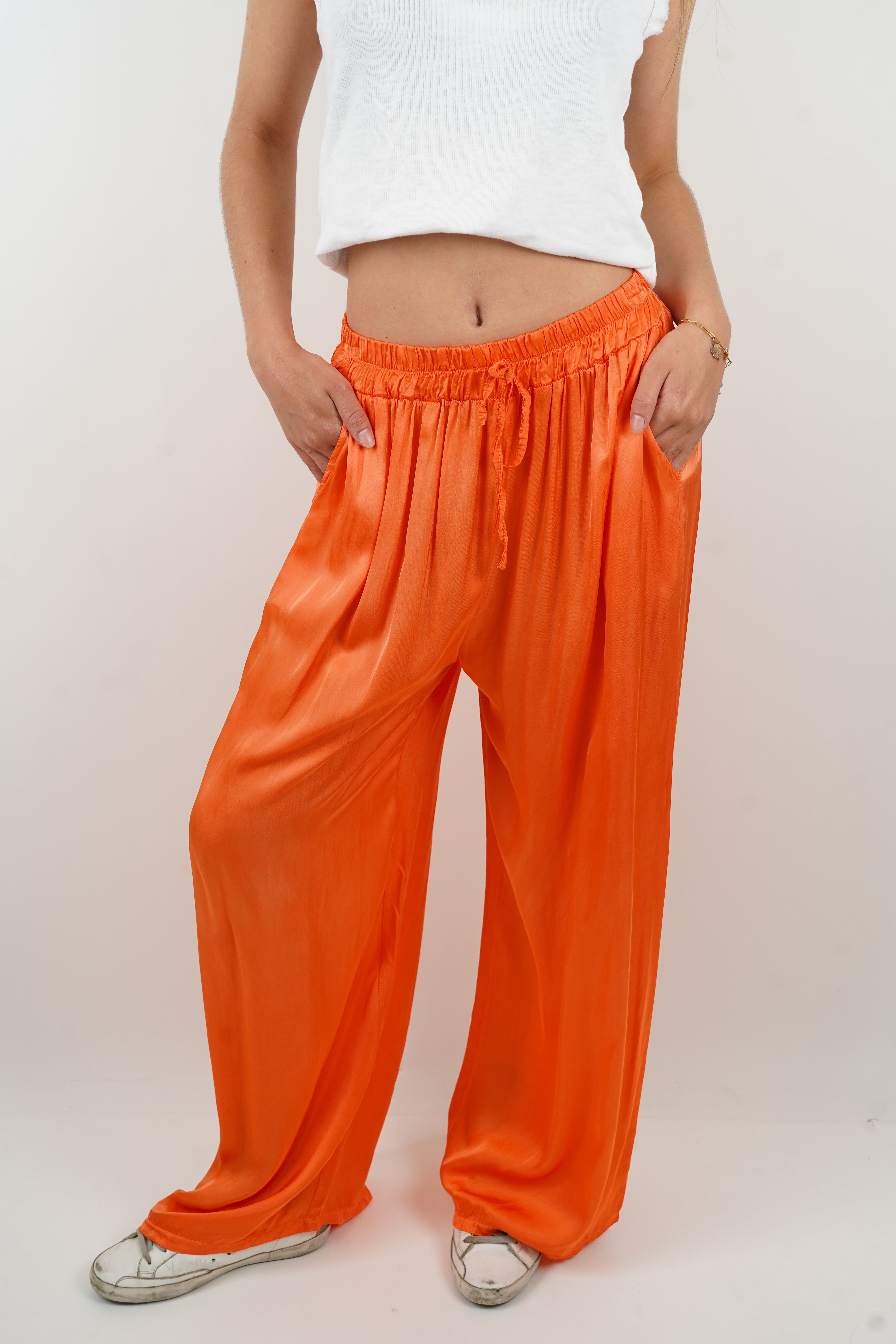 Orange Giuseppa silk pants