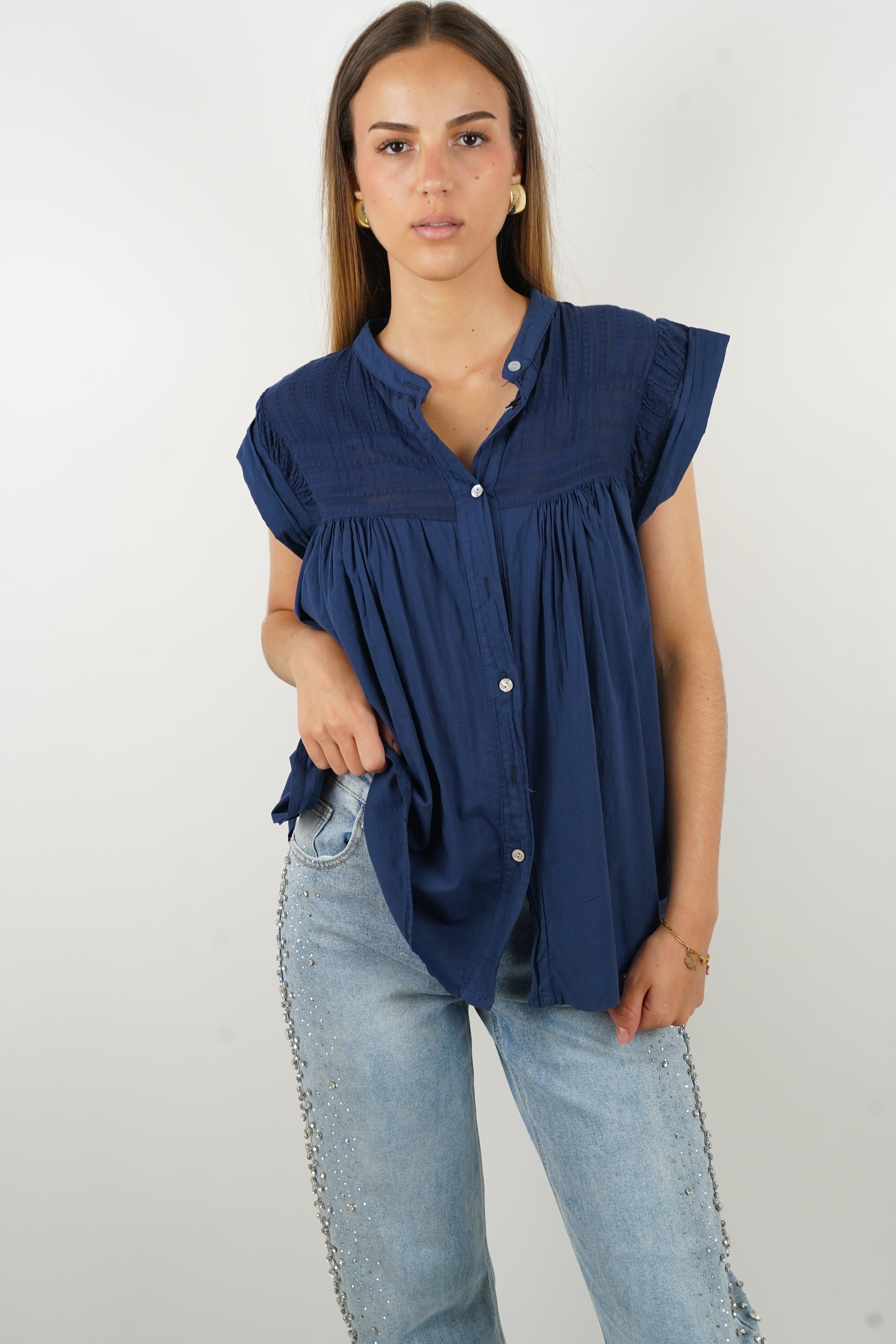 Arielle navy blue blouse