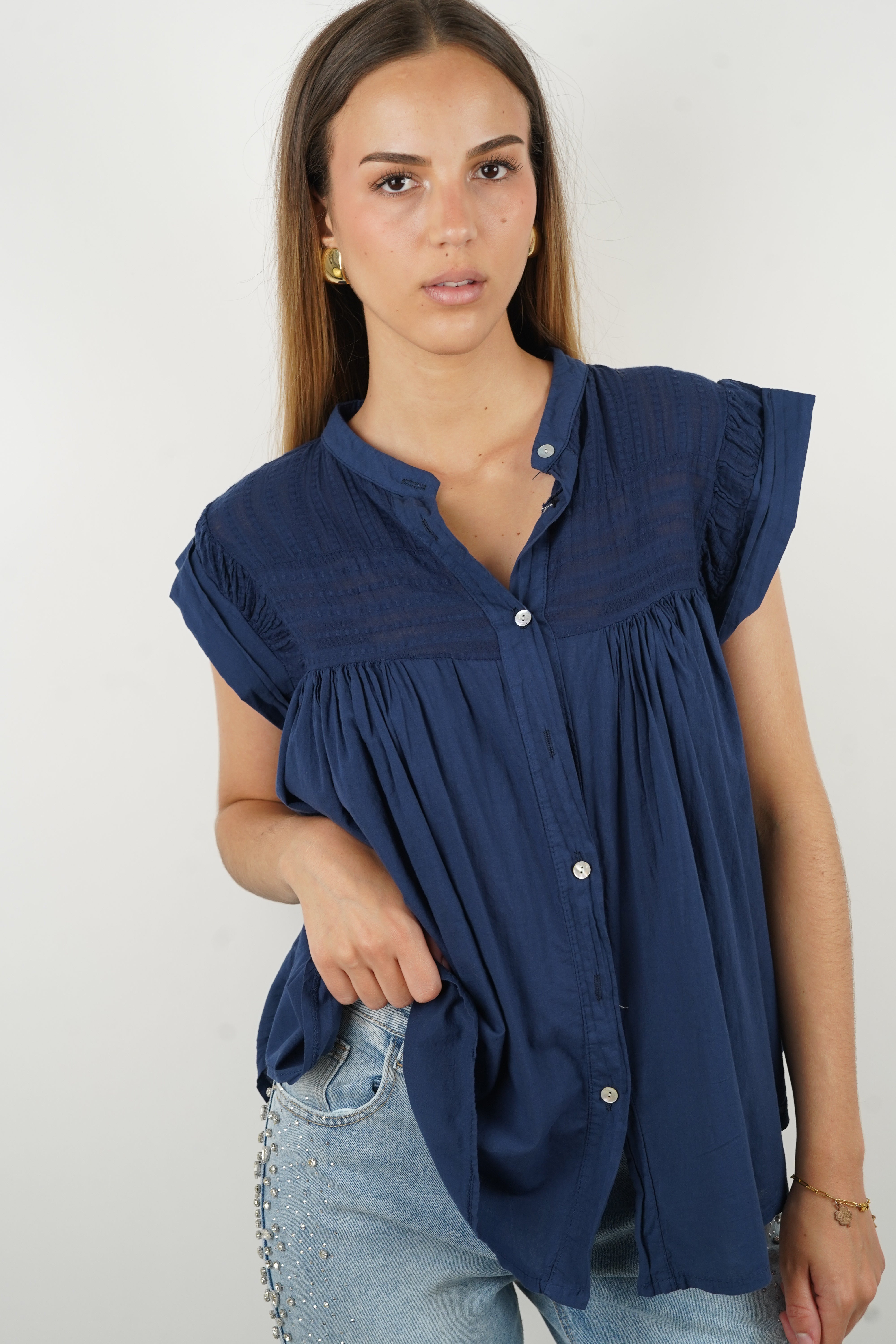 Arielle navy blue blouse
